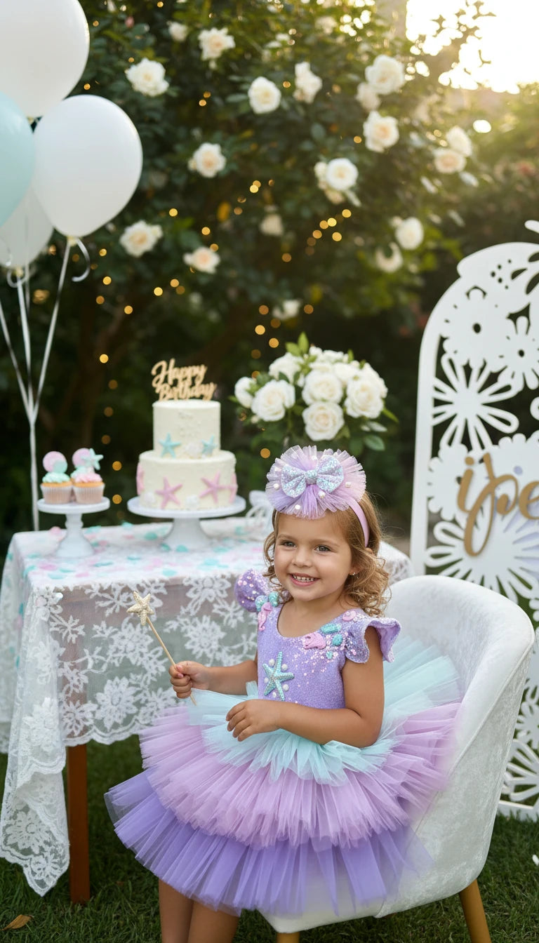 Deniz Kızı Temalı Kız Çocuk Abiye - Bebek Doğum Günü Elbisesi - ipeqakids – kız çocuk elbisesi