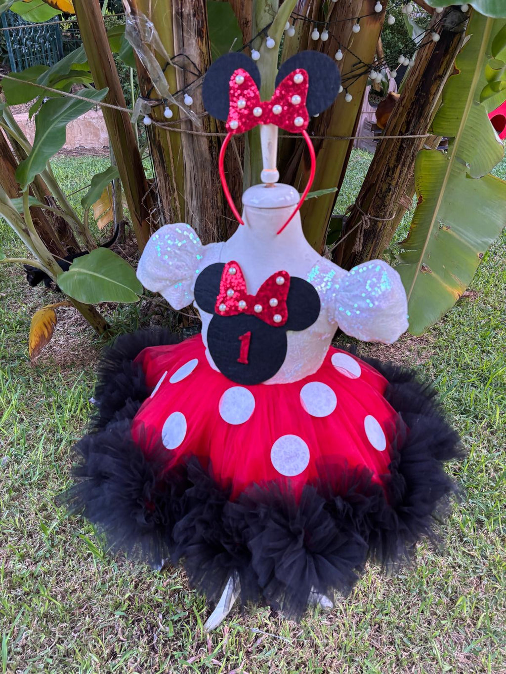 Kız Çocuk Minnie Mickey Mouse Kostümü TAÇ DAHİL- Çocuk Abiye Elbise -ipeqakids – kız çocuk elbisesi