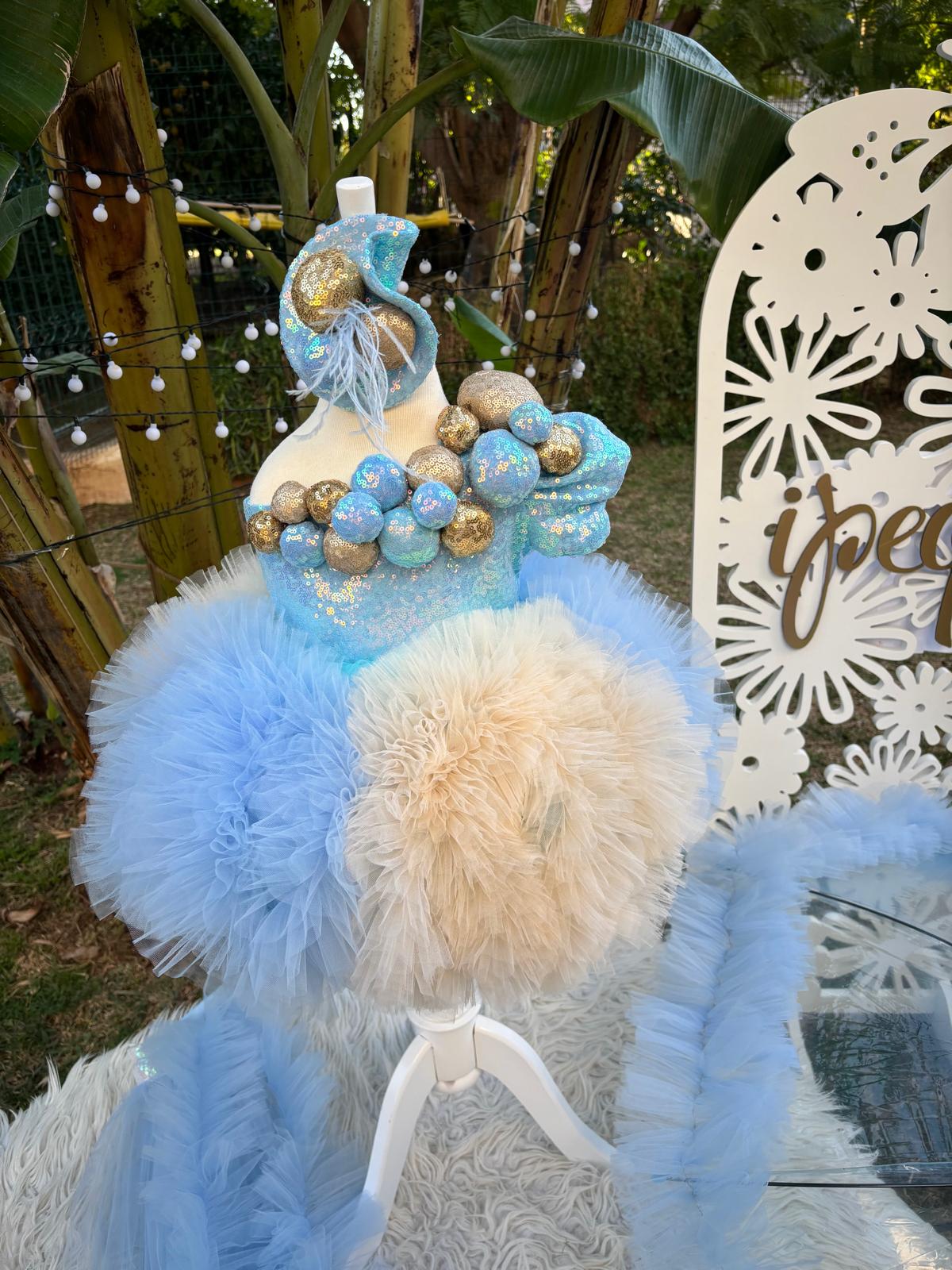 Bebe Mavi Bej Kız Çocuk Abiye - Bebek Parti Kostümü - ipeqakids – kız çocuk elbisesi