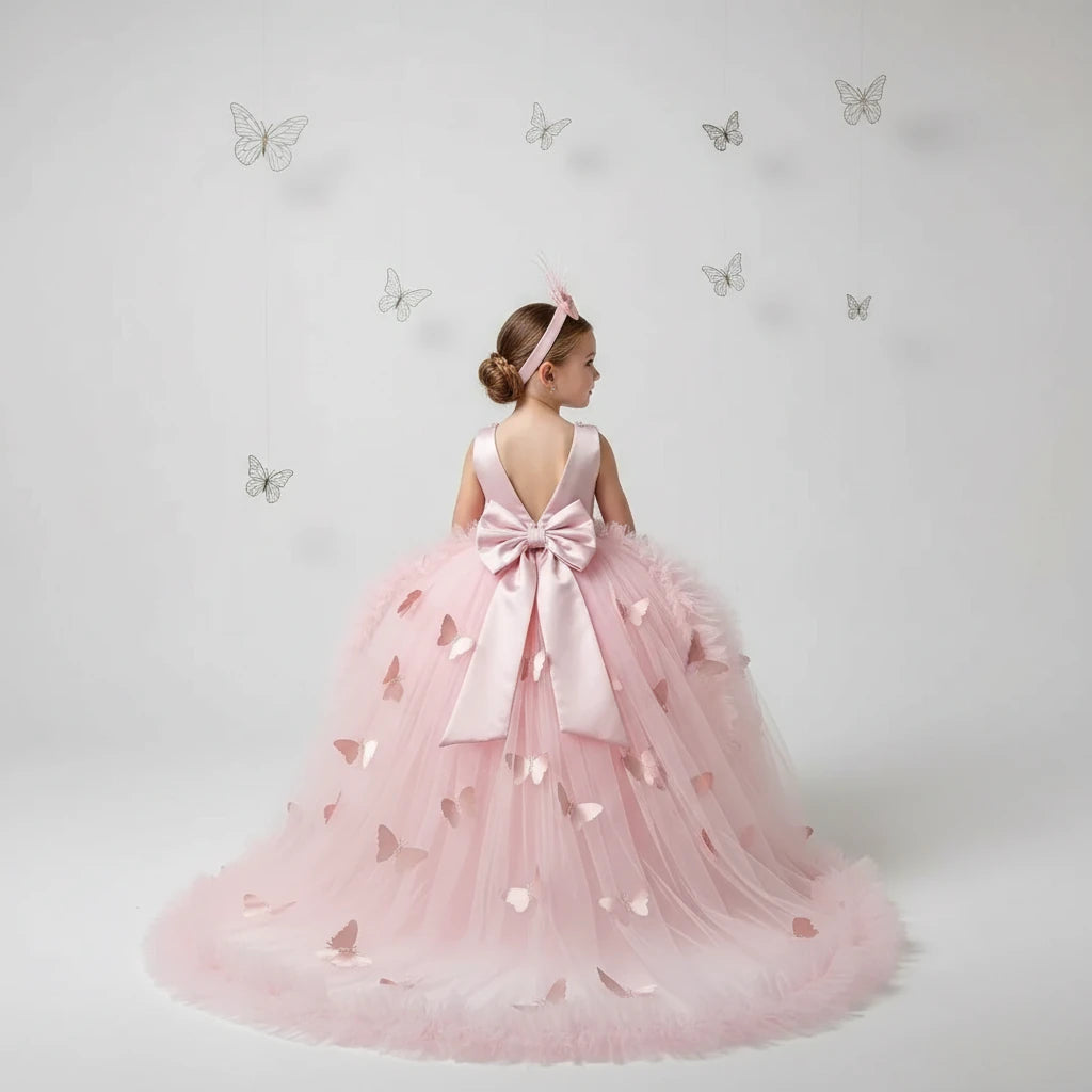 Pudra Kristalli Kız Çocuk Abiye kolsuz - ipeqakids – kız çocuk elbisesi