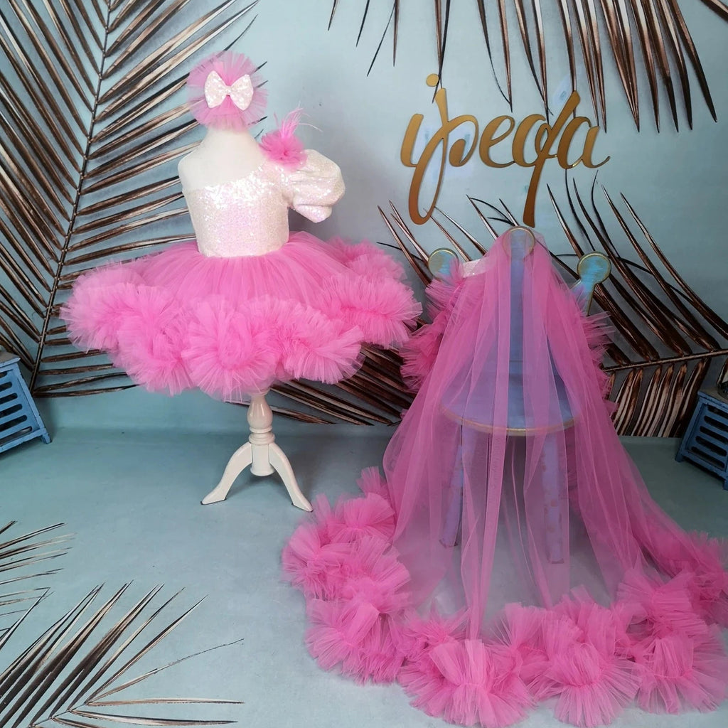 Şeker Pembe Kız Çocuk Elbisesi - Bebek Doğum Günü Abiye - İpeqakids – kız çocuk elbisesi