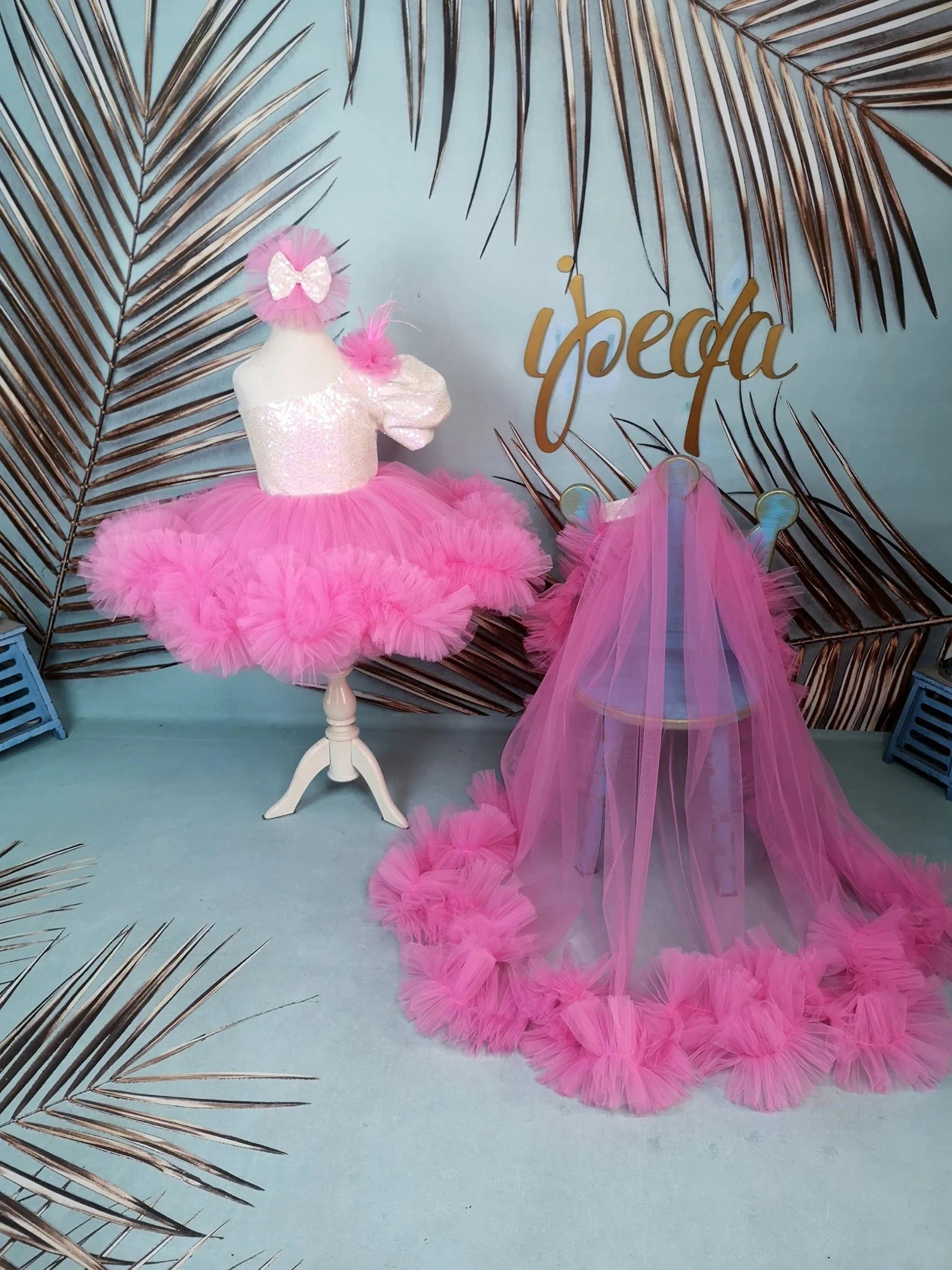 Şeker Pembe Kız Çocuk Elbisesi - Bebek Doğum Günü Abiye - İpeqakids – kız çocuk elbisesi