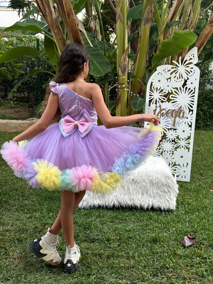 Renkli Unicorn Kız Çocuk Abiye - Bebek Doğum Günü Elbisesi - ipeqakids – kız çocuk elbisesi