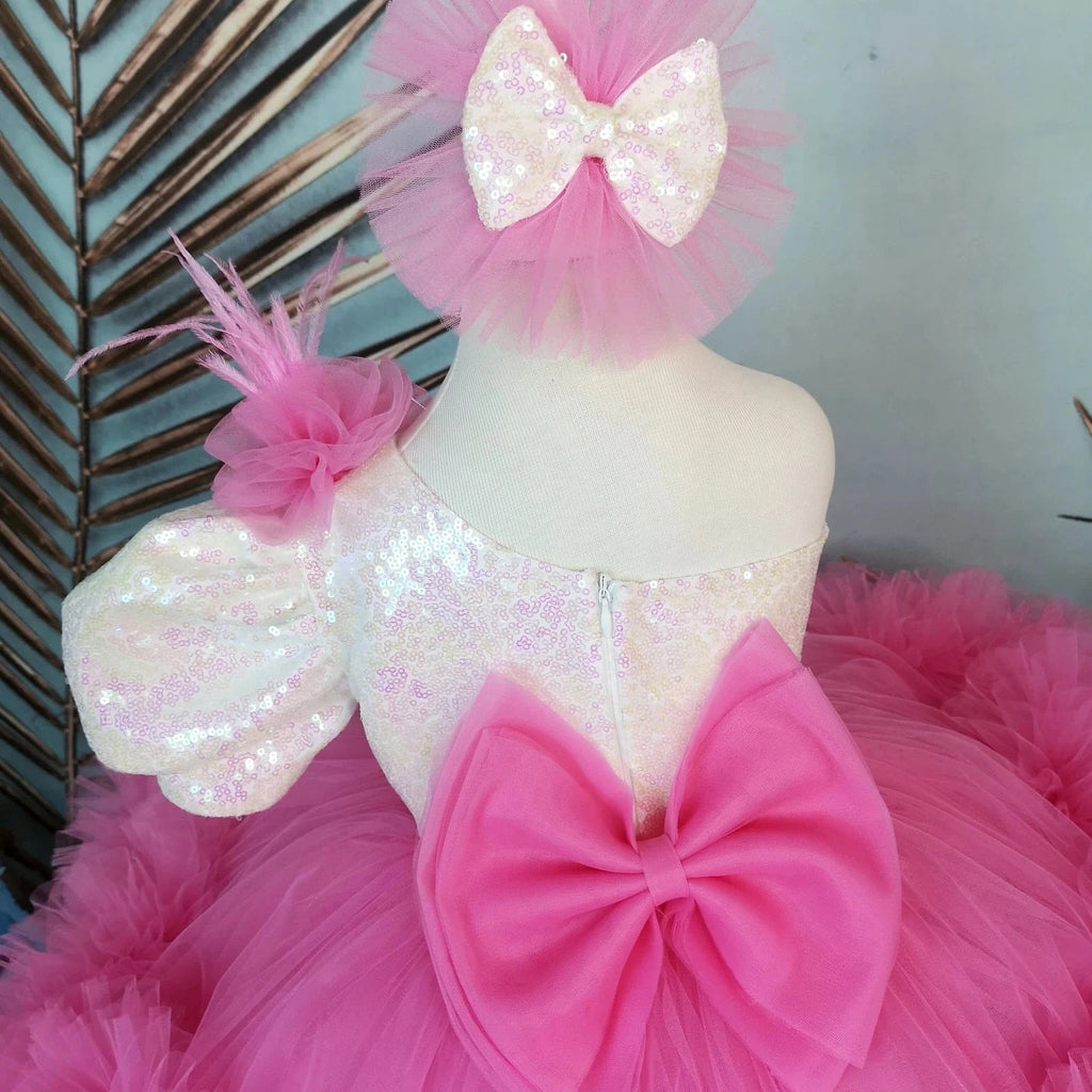 Şeker Pembe Kız Çocuk Elbisesi - Bebek Doğum Günü Abiye - İpeqakids – kız çocuk elbisesi