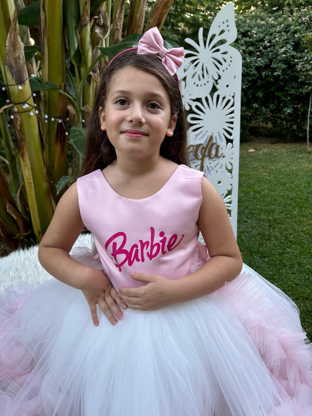 Barbie Temalı Kız Çocuk Abiye - Bebek Doğum Günü Elbisesi - ipeqakids – kız çocuk elbisesi