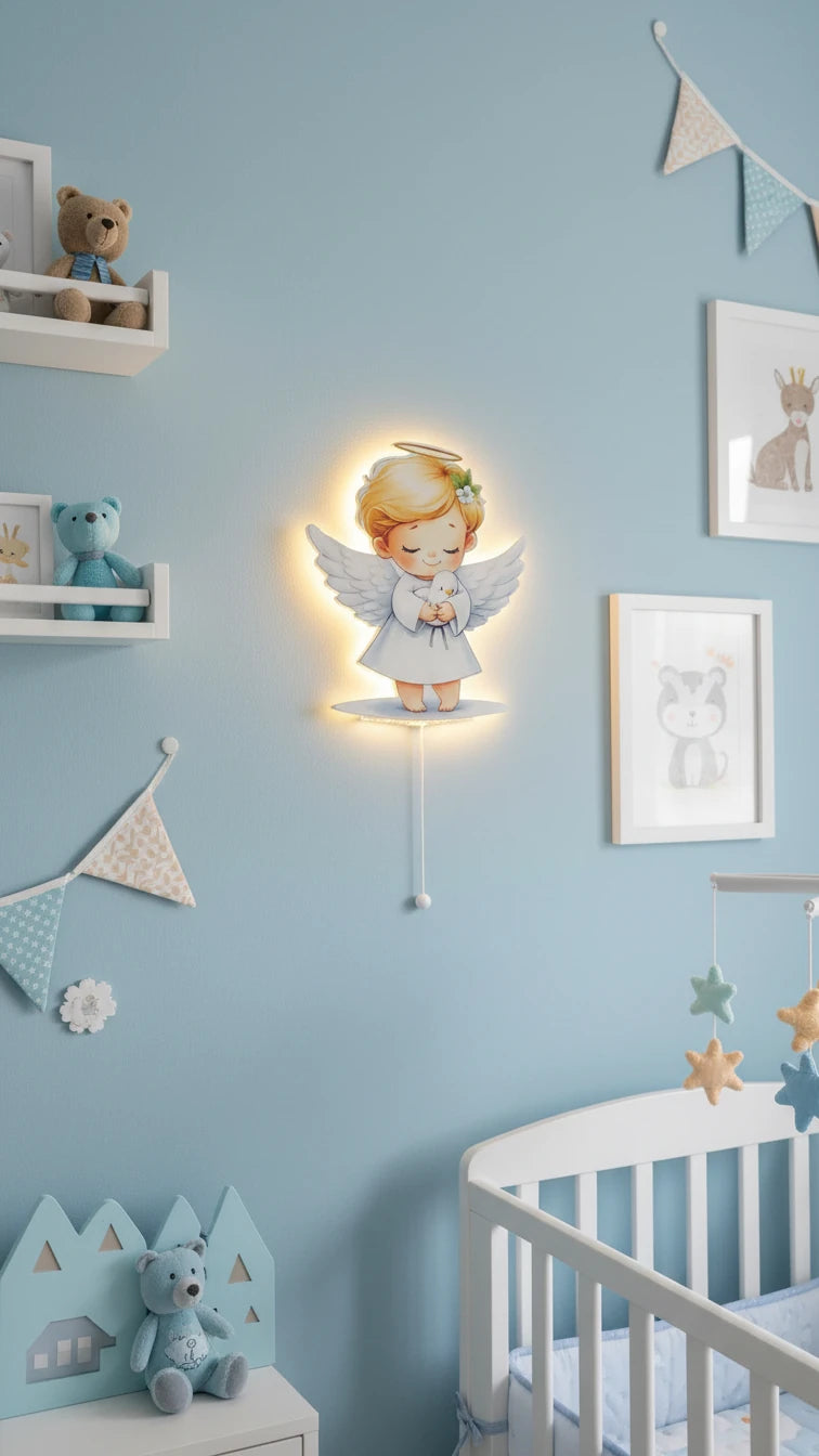 Erkek Melek Pilli Led Işıklı Ahşap Duvar Dekoru – kız çocuk elbisesi