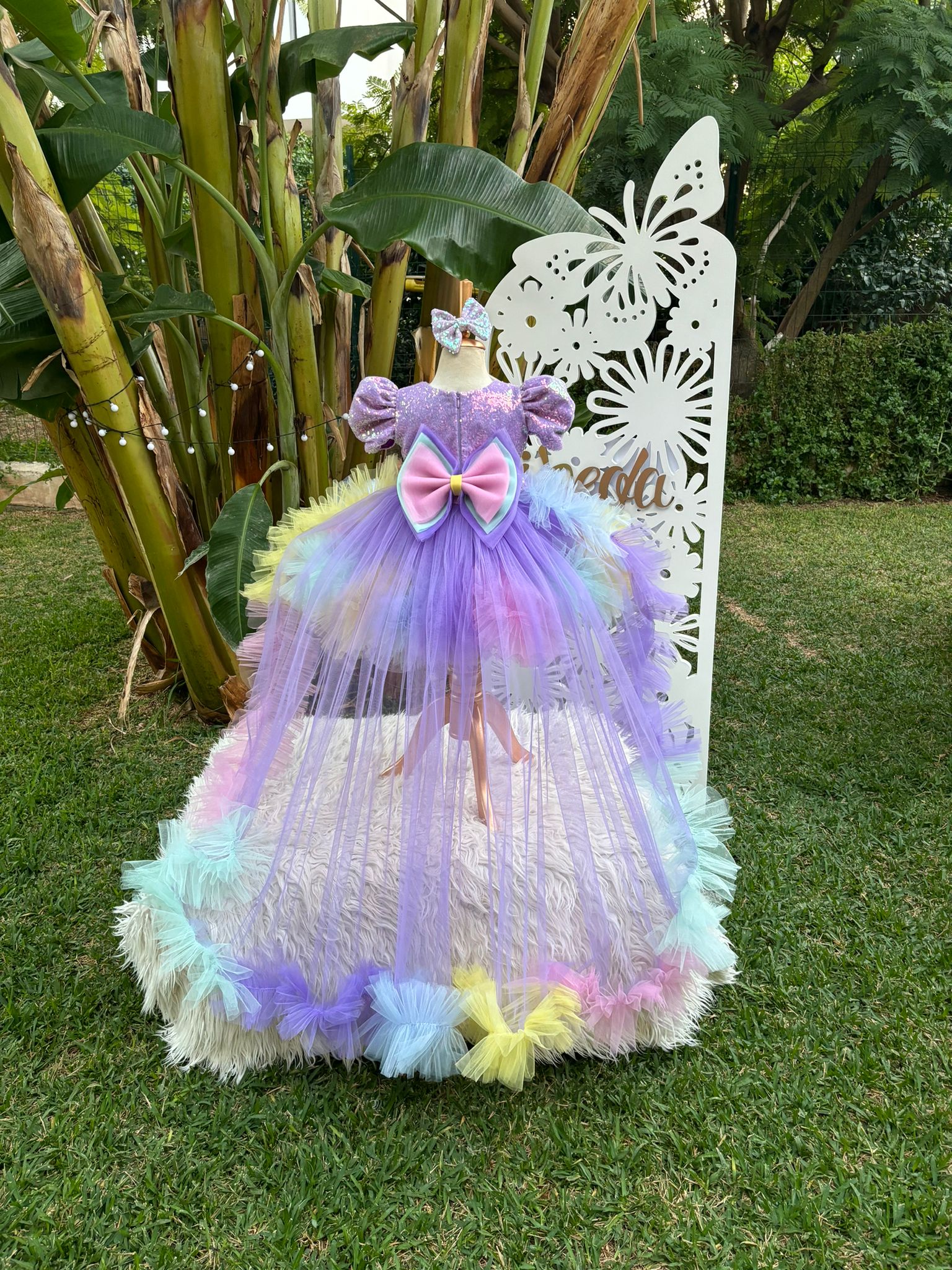 Lila Payetli Unicorn Temalı Kız Çocuk Abiye - Bebek Doğum Günü Elbisesi - ipeqakids – kız çocuk elbisesi