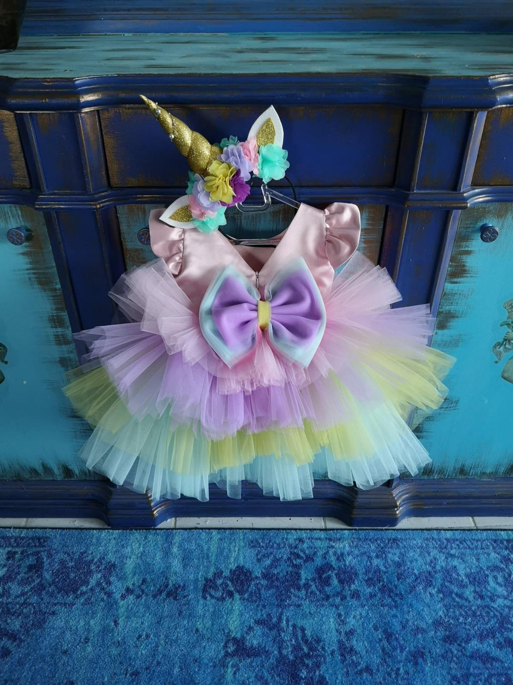 Kısa Unicorn Elbise - Kız Çocuk Abiye - Bebek Doğum Günü Elbisesi - ipeqakids – kız çocuk elbisesi