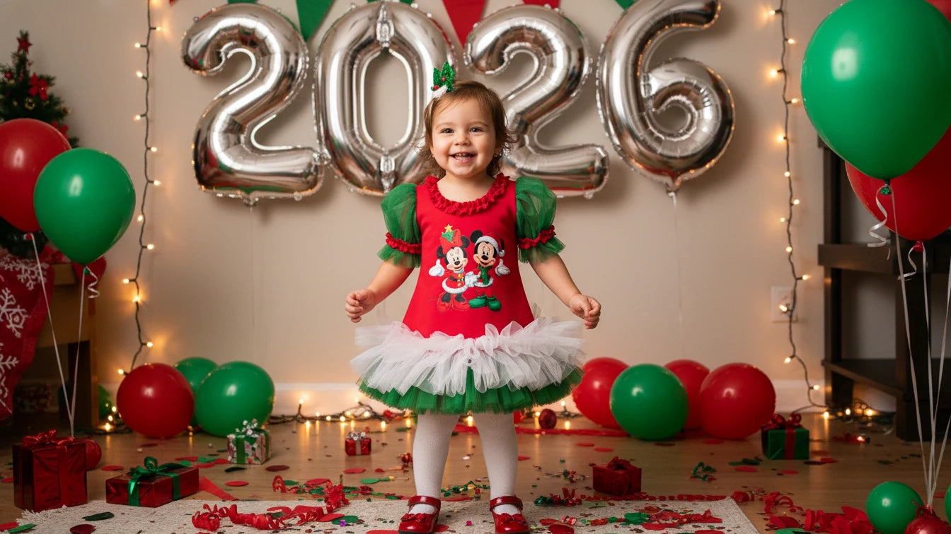 Yılbaşı Temalı Mİnnie Mouse Kız Çocuk Elbisesi - ipeqakids – kız çocuk elbisesi