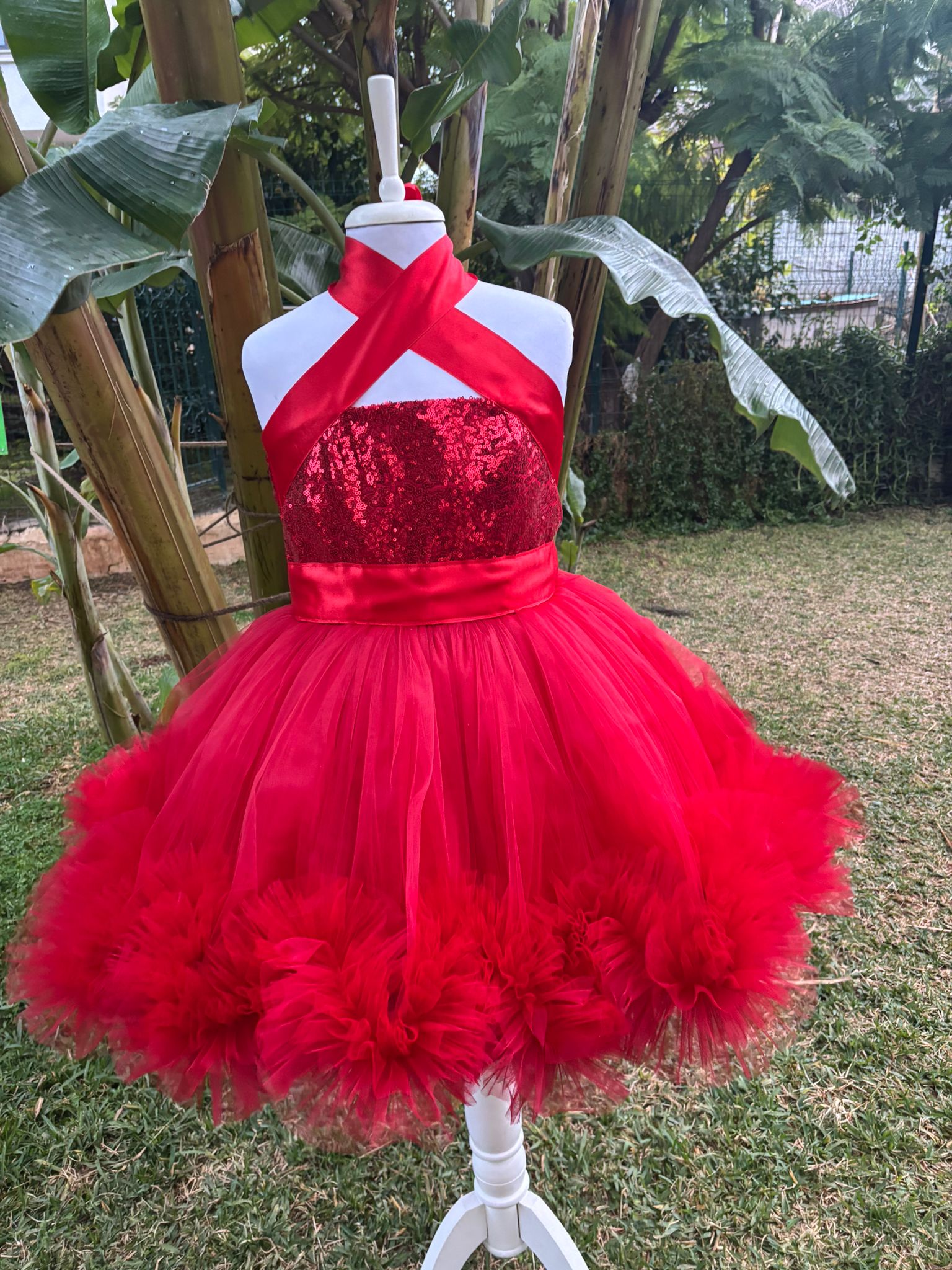 Kırmızı Payetli Kız Çocuk Abiye - Bebek Doğum Günü Elbisesi - ipeqakids – kız çocuk elbisesi