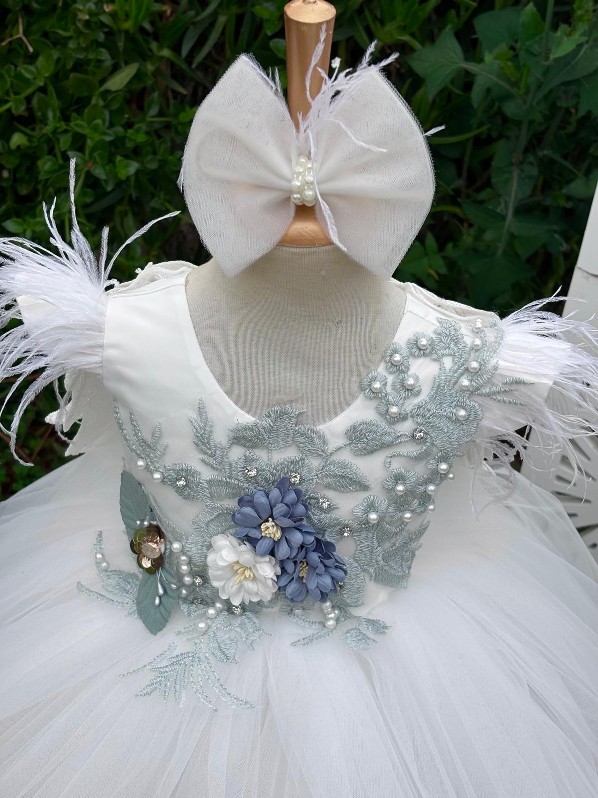 Melek Kanatlı Gipürlü Kız Çocuk Abiye - Bebek Parti Kostümü - ipeqakids – kız çocuk elbisesi