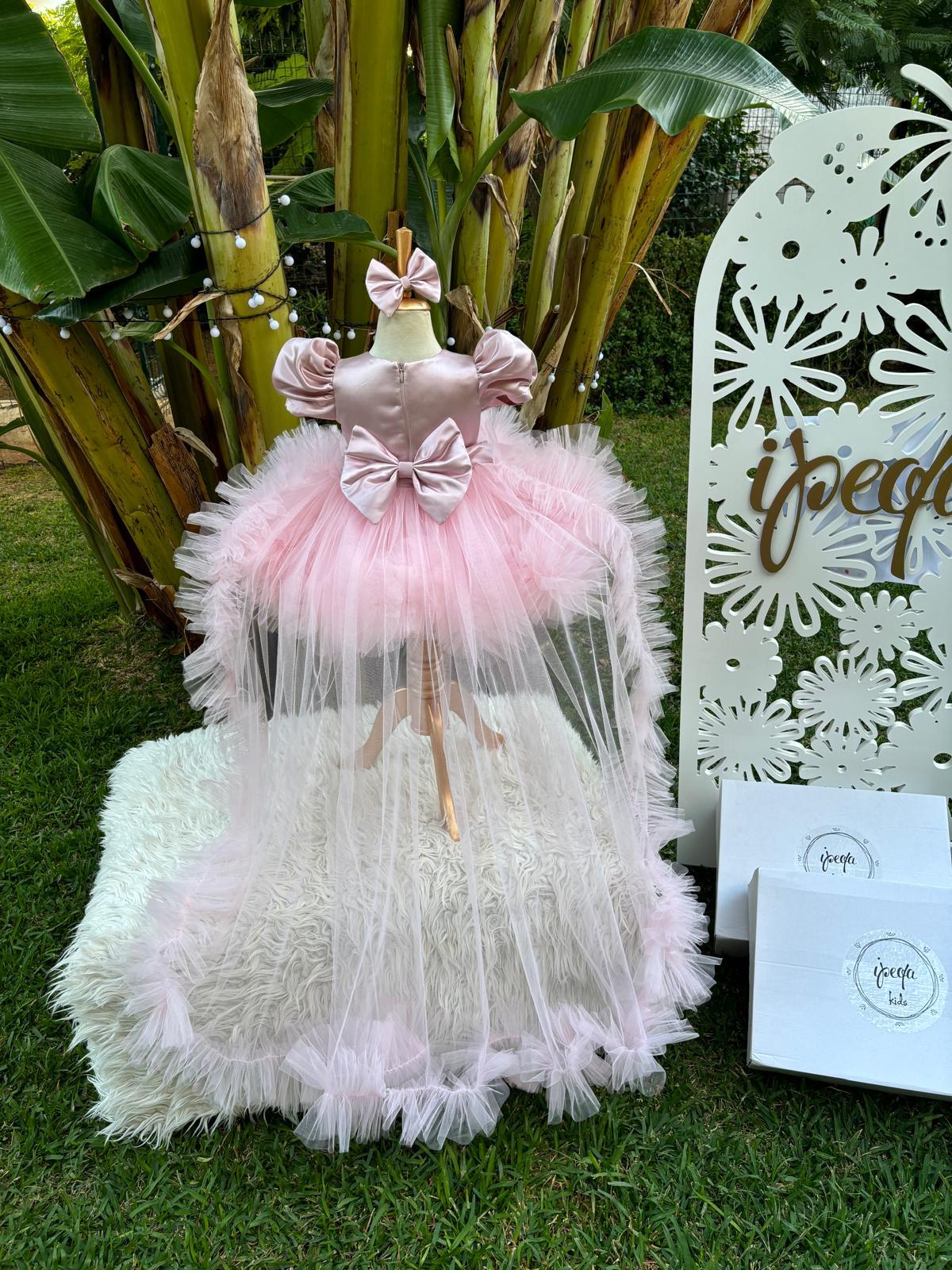 Pudra Pembe Kız Çocuk Abiye - Bebek Doğum Günü Elbisesi - ipeqakids – kız çocuk elbisesi