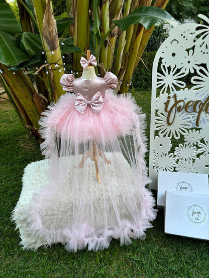 Pudra Pembe Kız Çocuk Abiye - Bebek Doğum Günü Elbisesi - ipeqakids – kız çocuk elbisesi