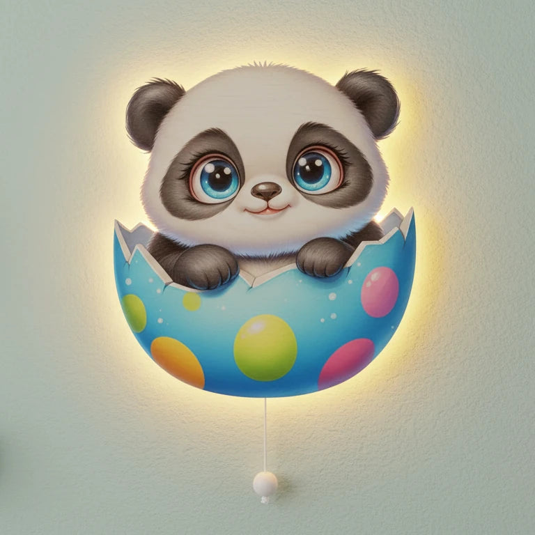 Panda Pilli Led Işıklı Bebek Odası Ahşap Duvar Dekoru - Gece Lambası – kız çocuk elbisesi