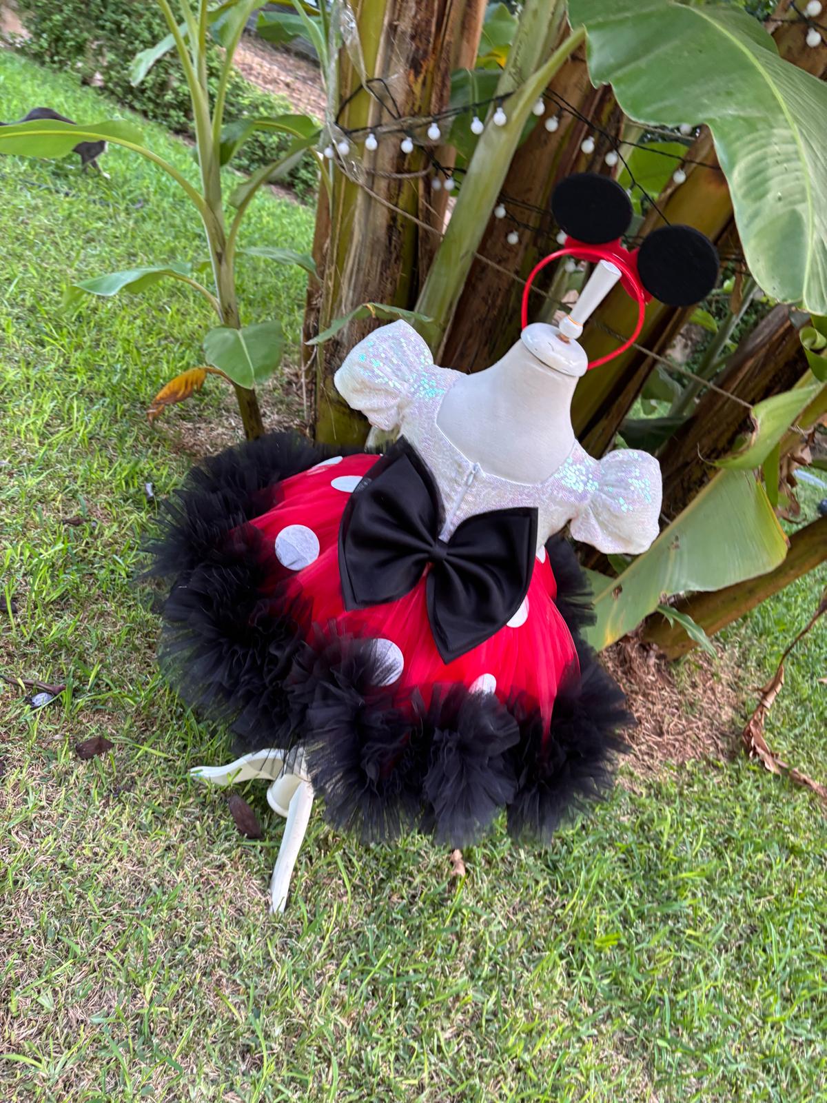 Kız Çocuk Minnie Mickey Mouse Kostümü TAÇ DAHİL- Çocuk Abiye Elbise -ipeqakids – kız çocuk elbisesi