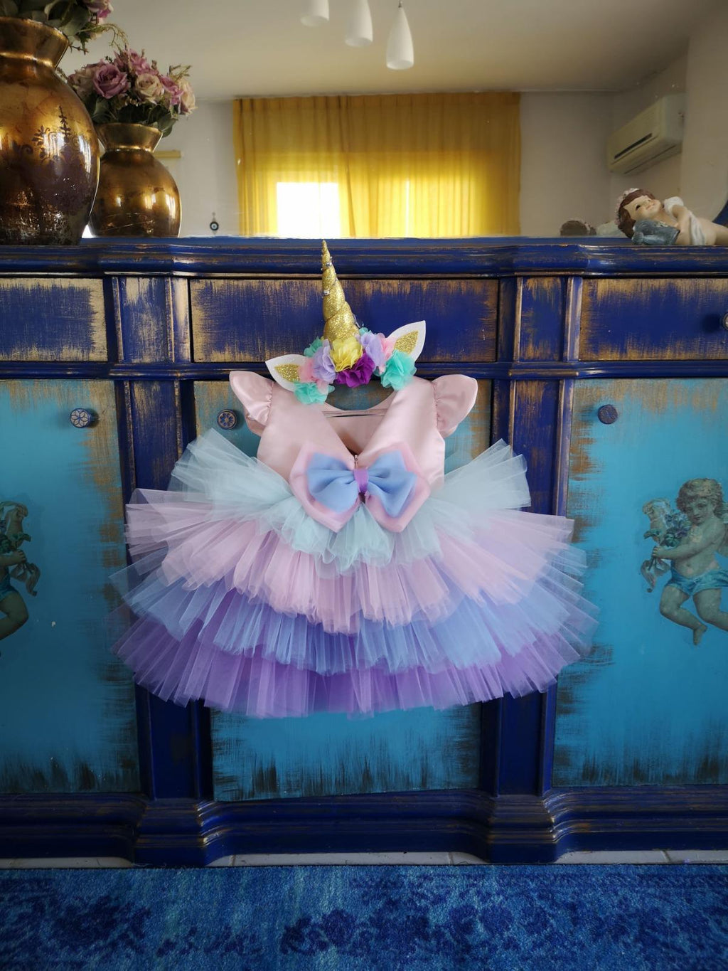 Kısa Unicorn Elbise - Kız Çocuk Abiye - Bebek Doğum Günü Elbisesi - ipeqakids – kız çocuk elbisesi