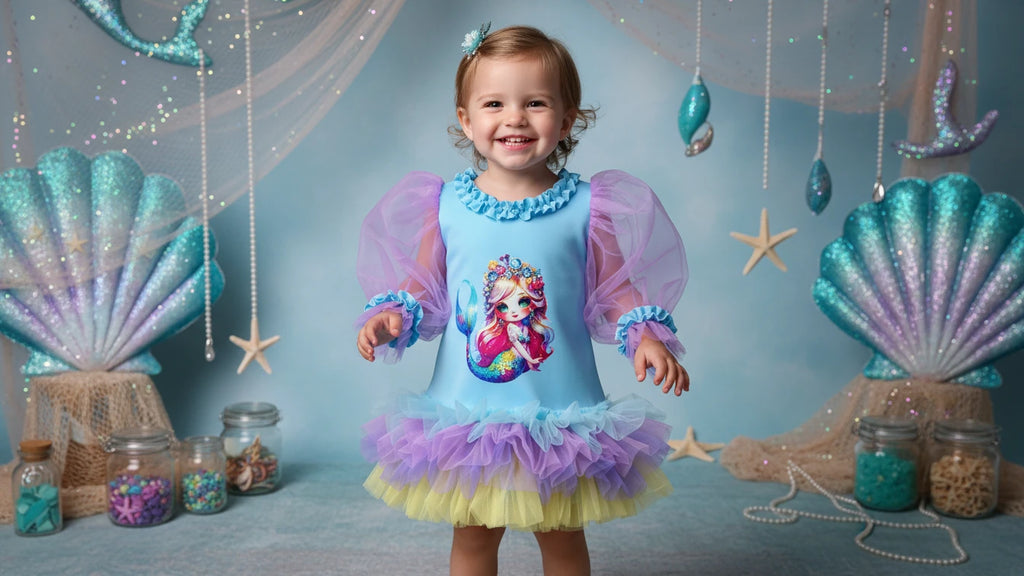 Denizkızı Temalı Kız Çocuk Elbisesi - ipeqakids – kız çocuk elbisesi