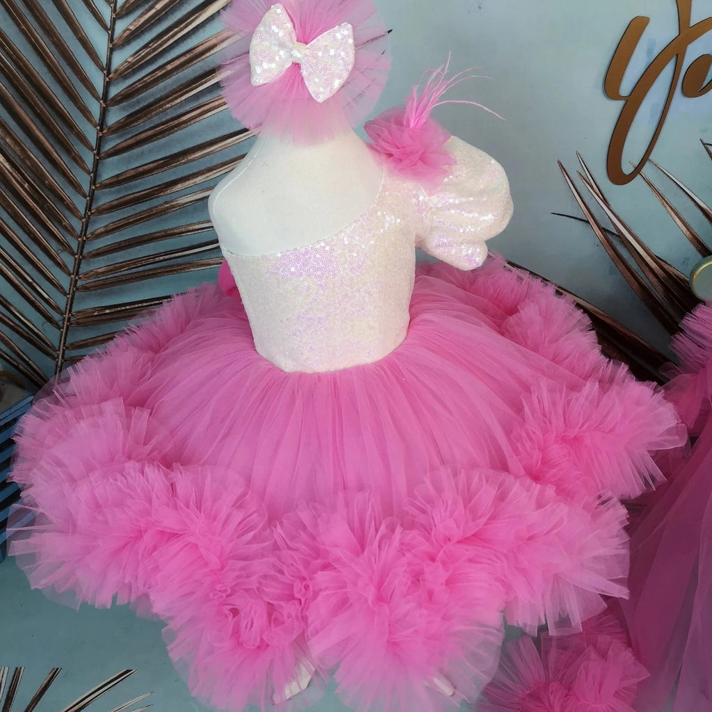 Şeker Pembe Kız Çocuk Elbisesi - Bebek Doğum Günü Abiye - İpeqakids – kız çocuk elbisesi