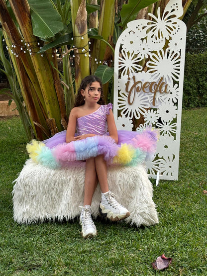 Renkli Unicorn Kız Çocuk Abiye - Bebek Doğum Günü Elbisesi - ipeqakids – kız çocuk elbisesi