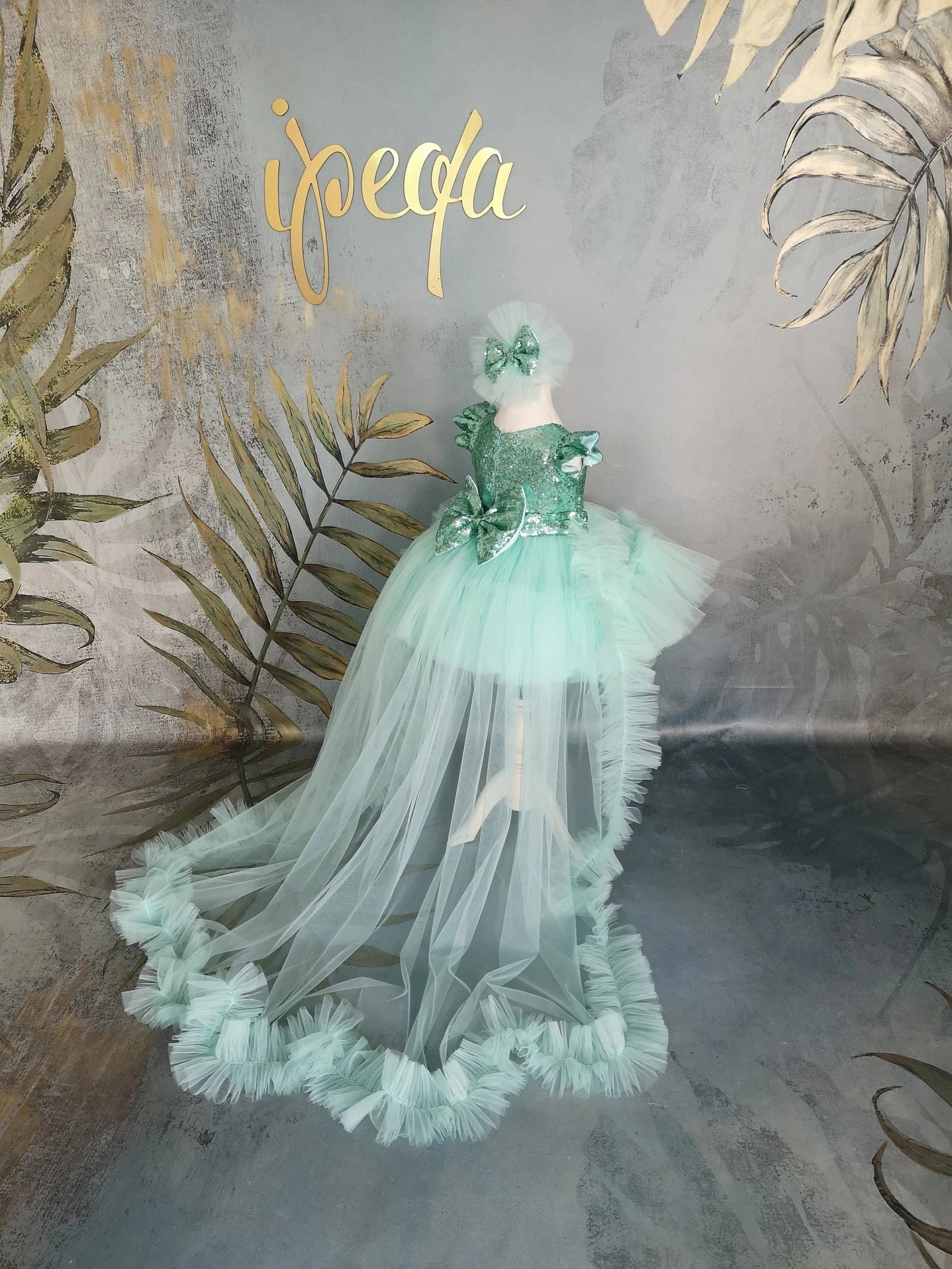 Mint Yeşili Kız Çocuk Abiye - İpeqakids – kız çocuk elbisesi