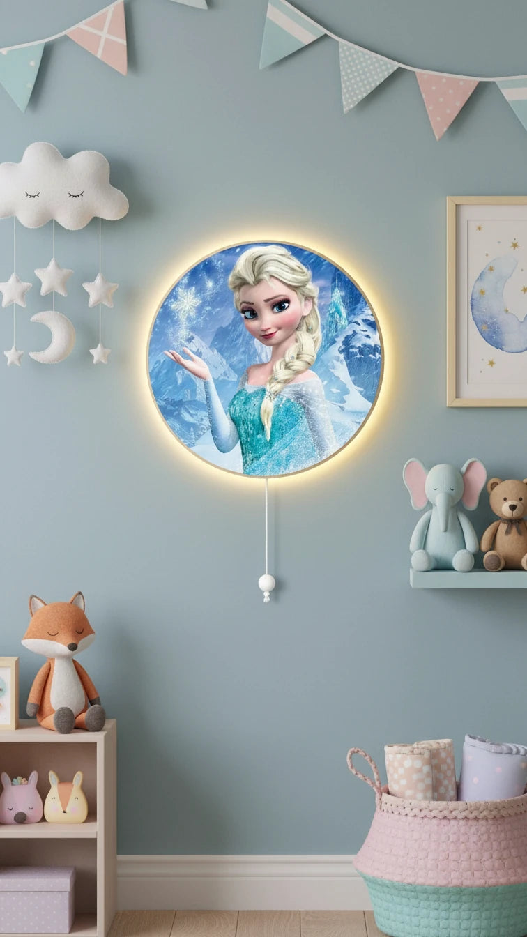 Elsa Pilli Led Işıklı Bebek Odası Ahşap Duvar Dekoru - Gece Lambası – kız çocuk elbisesi