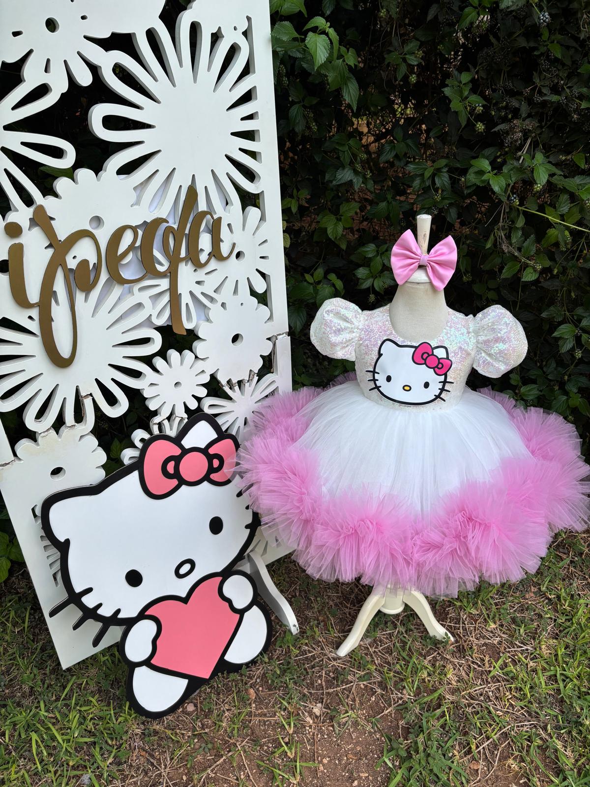 Pembe Hello Kitty Kız Çocuk Abiye - Bebek Doğum Günü Elbisesi - ipeqakids – kız çocuk elbisesi