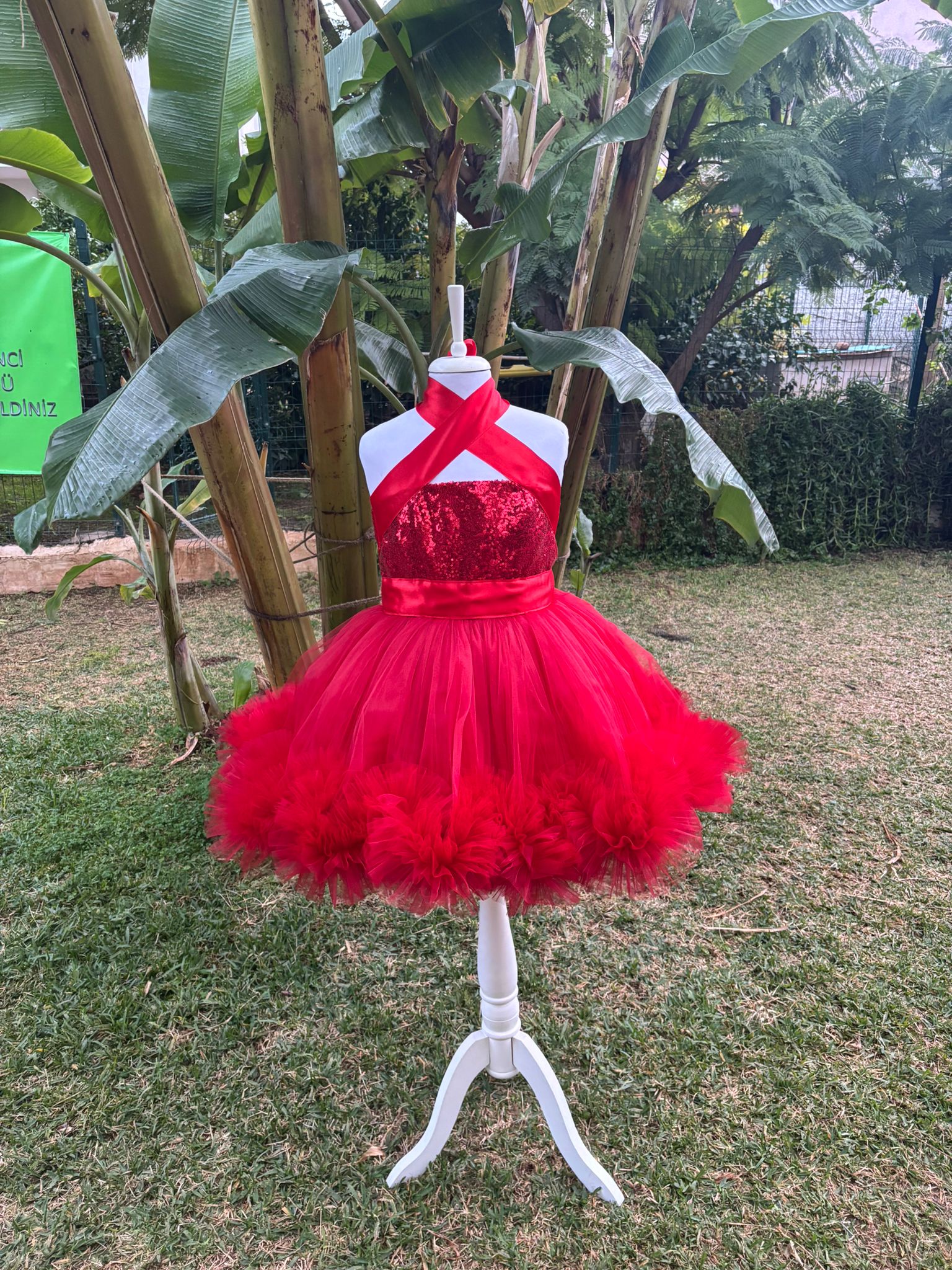 Kırmızı Payetli Kız Çocuk Abiye - Bebek Doğum Günü Elbisesi - ipeqakids – kız çocuk elbisesi