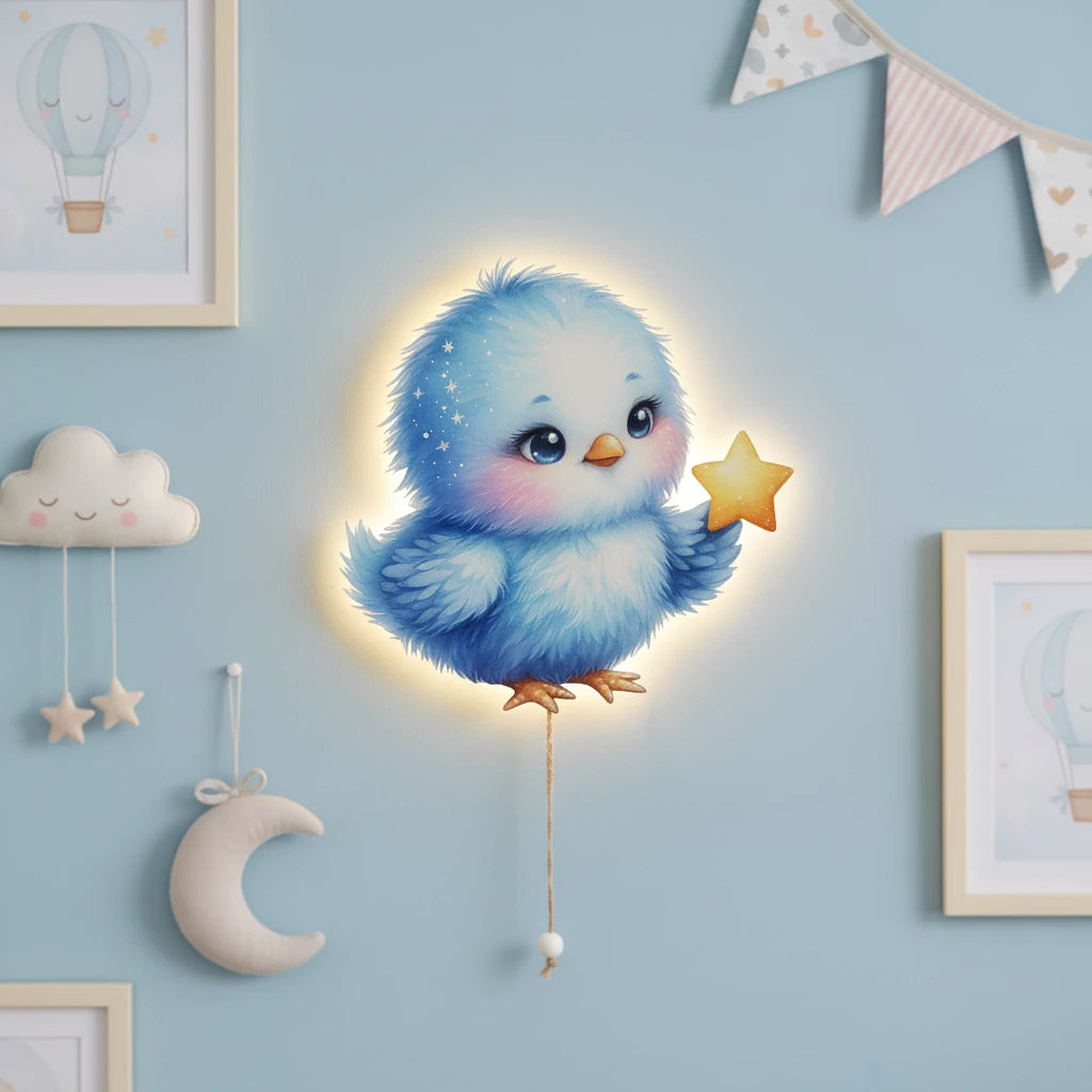 Kuş Pilli Led Işıklı Bebek Odası Ahşap Duvar Dekoru - Gece Lambası – kız çocuk elbisesi