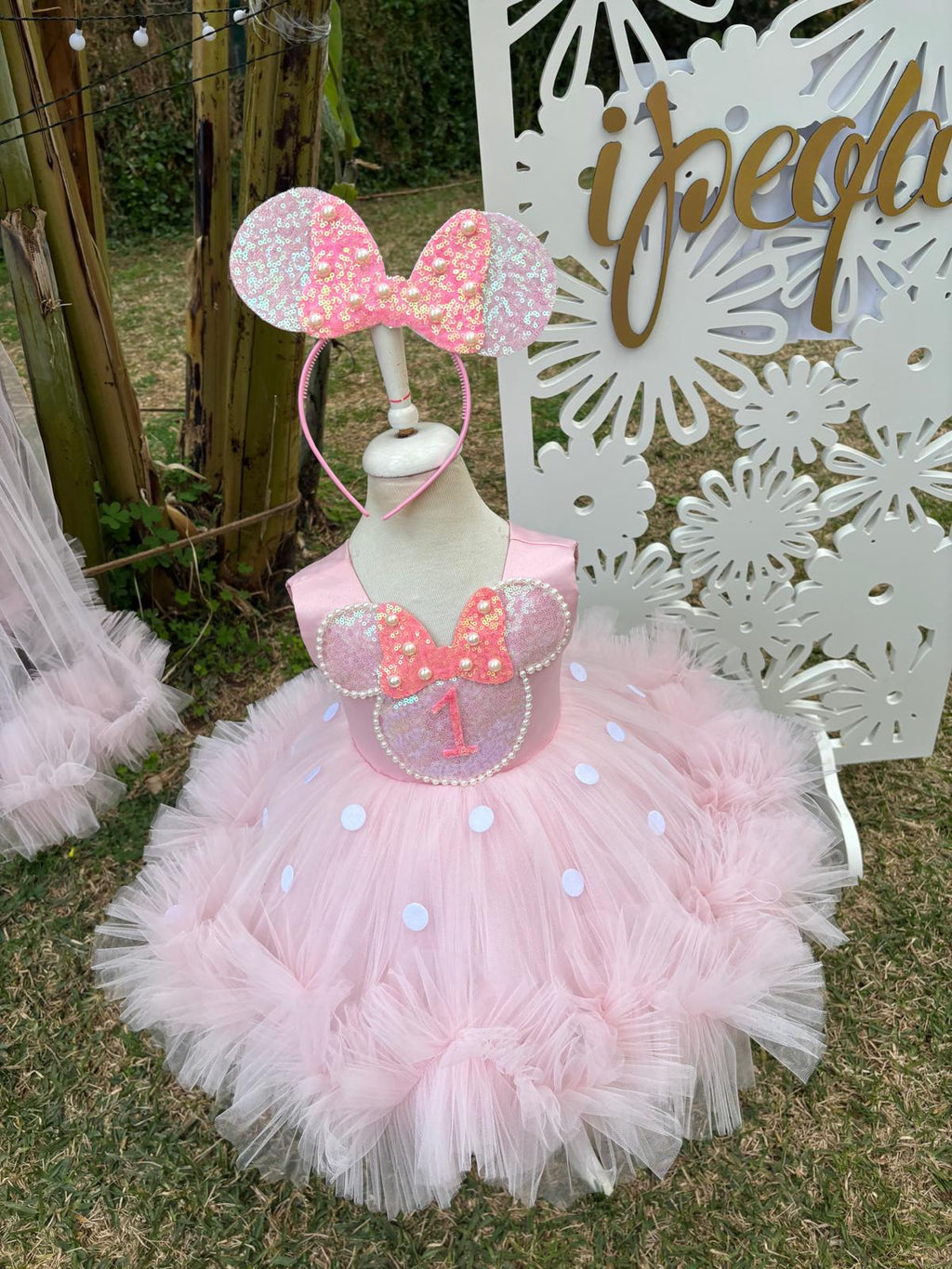 Kız Çocuk Minnie Mickey Mouse Kostümü TAÇ DAHİL- Çocuk Abiye Elbise -ipeqakids – kız çocuk elbisesi