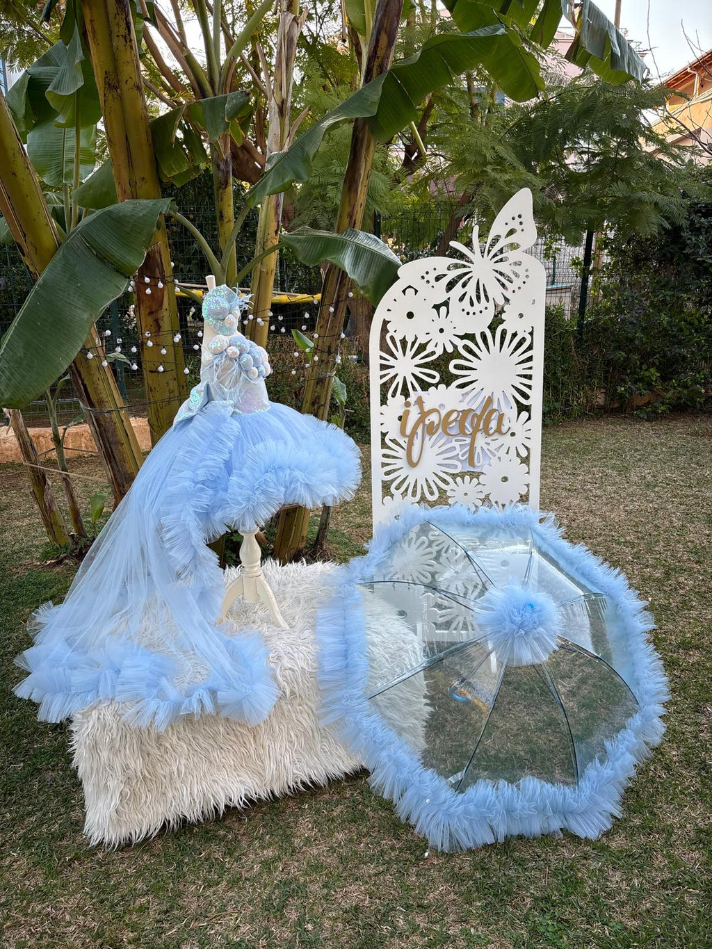 Bebe Mavi Ponponlu Kız Çocuk Abiye - Bebek Parti Kostümü - ipeqakids – kız çocuk elbisesi