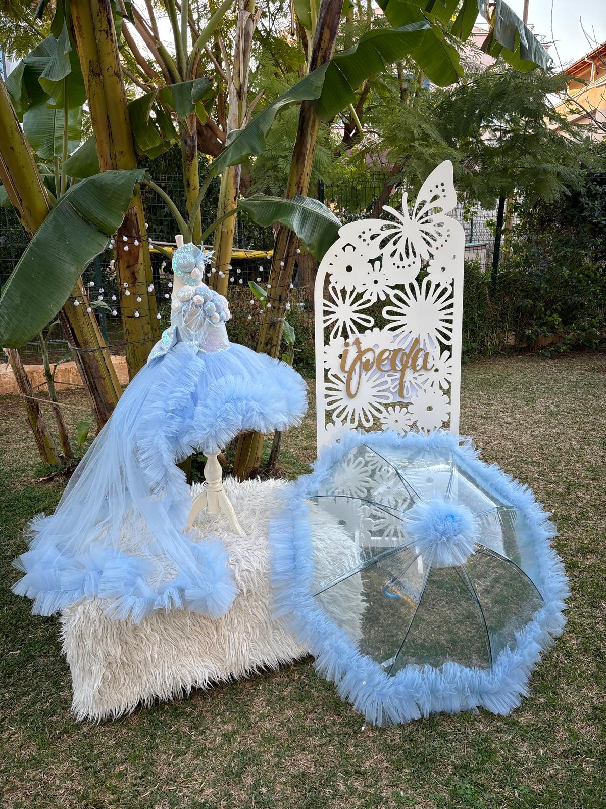 Bebe Mavi Ponponlu Kız Çocuk Abiye - Bebek Parti Kostümü - ipeqakids – kız çocuk elbisesi