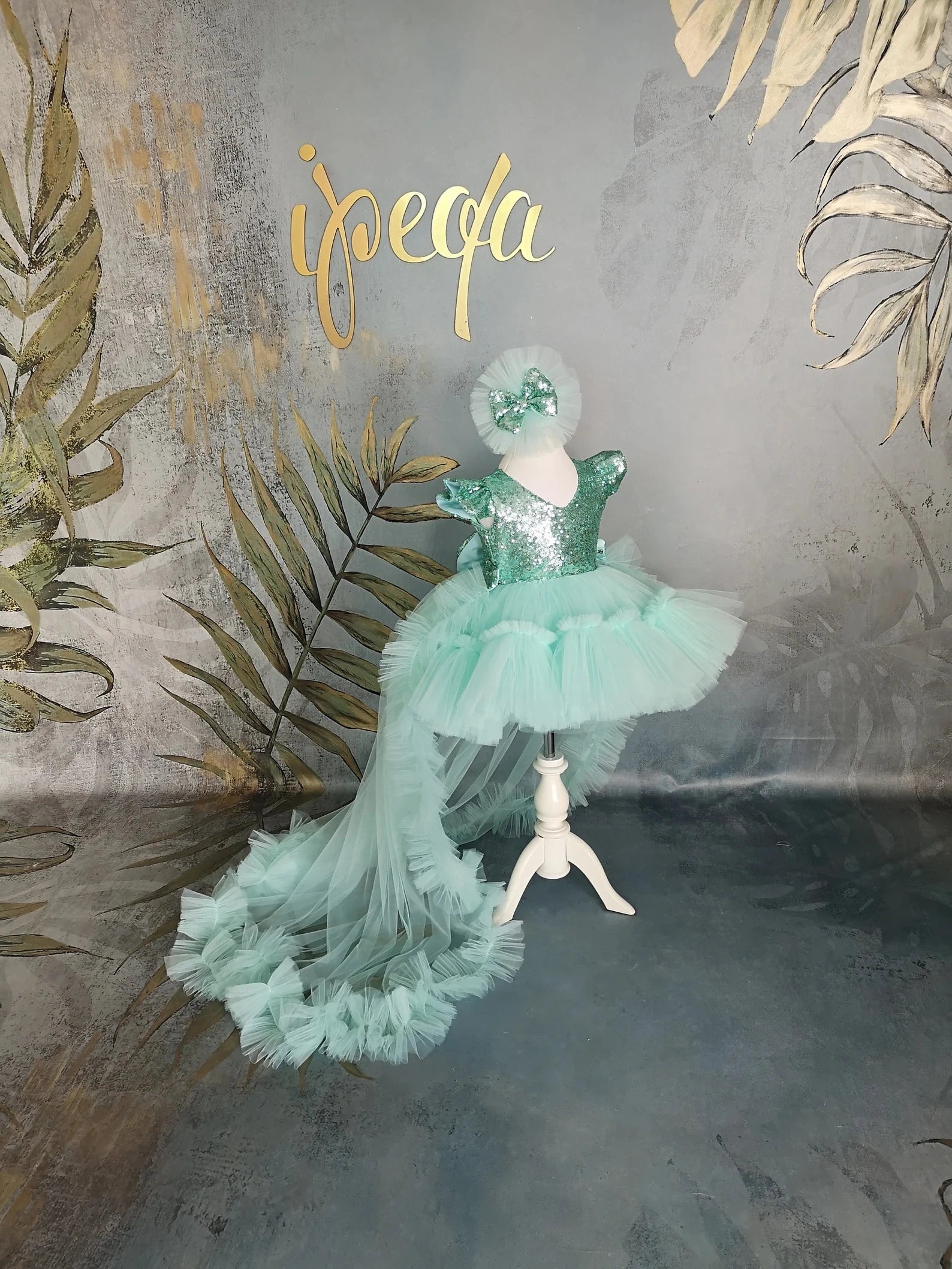 Mint Yeşili Kız Çocuk Abiye - İpeqakids – kız çocuk elbisesi