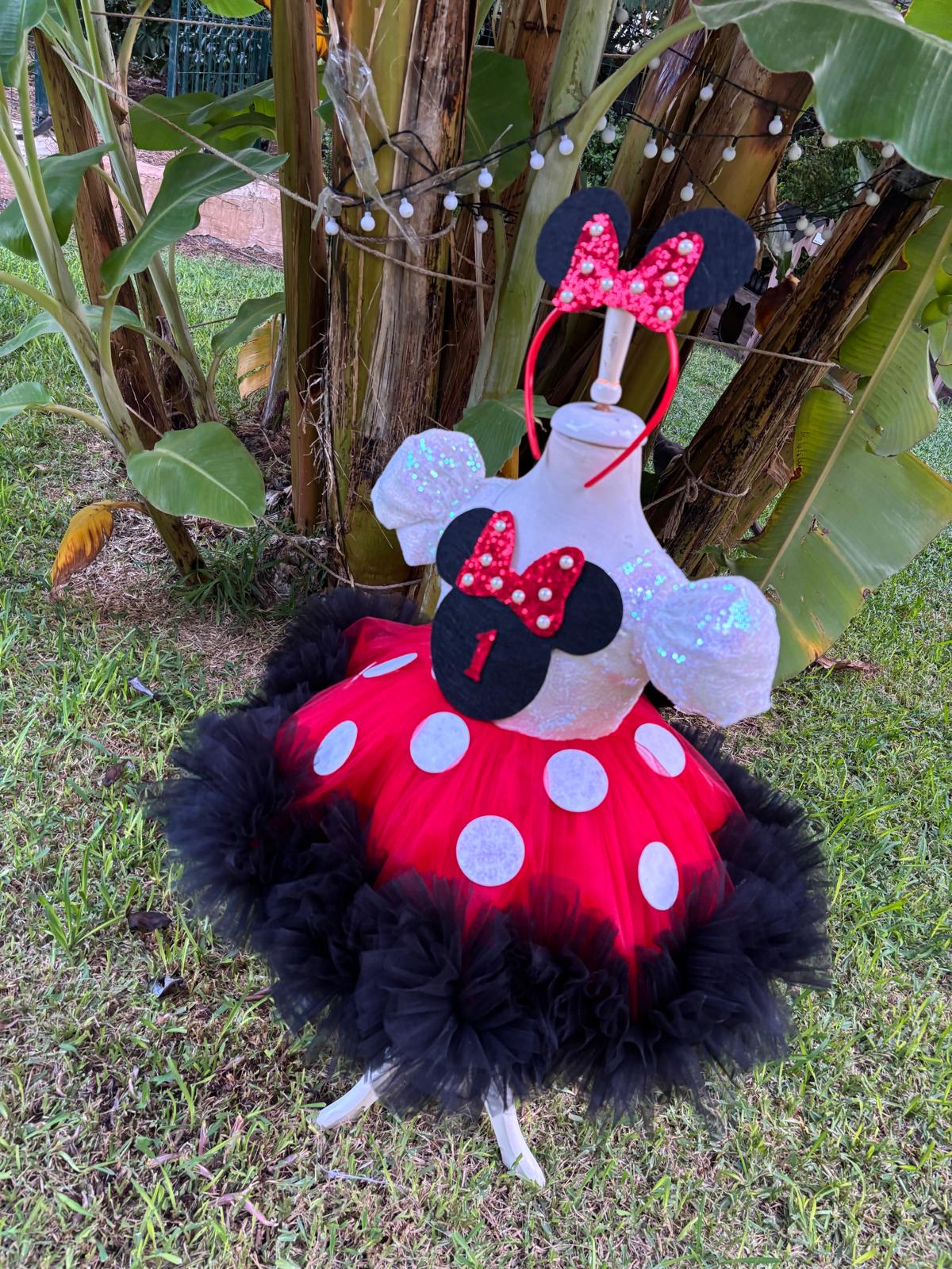 Kız Çocuk Minnie Mickey Mouse Kostümü TAÇ DAHİL- Çocuk Abiye Elbise -ipeqakids – kız çocuk elbisesi