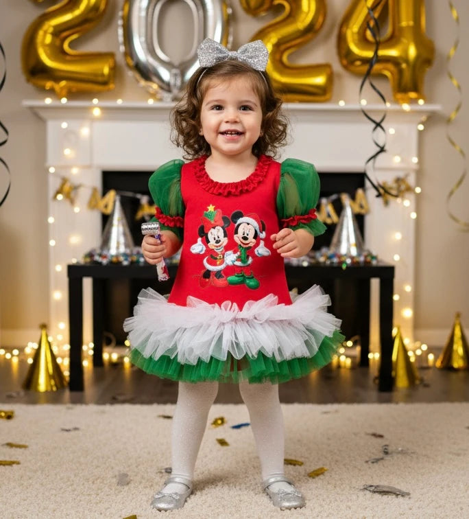 Yılbaşı Temalı Mİnnie Mouse Kız Çocuk Elbisesi - ipeqakids – kız çocuk elbisesi