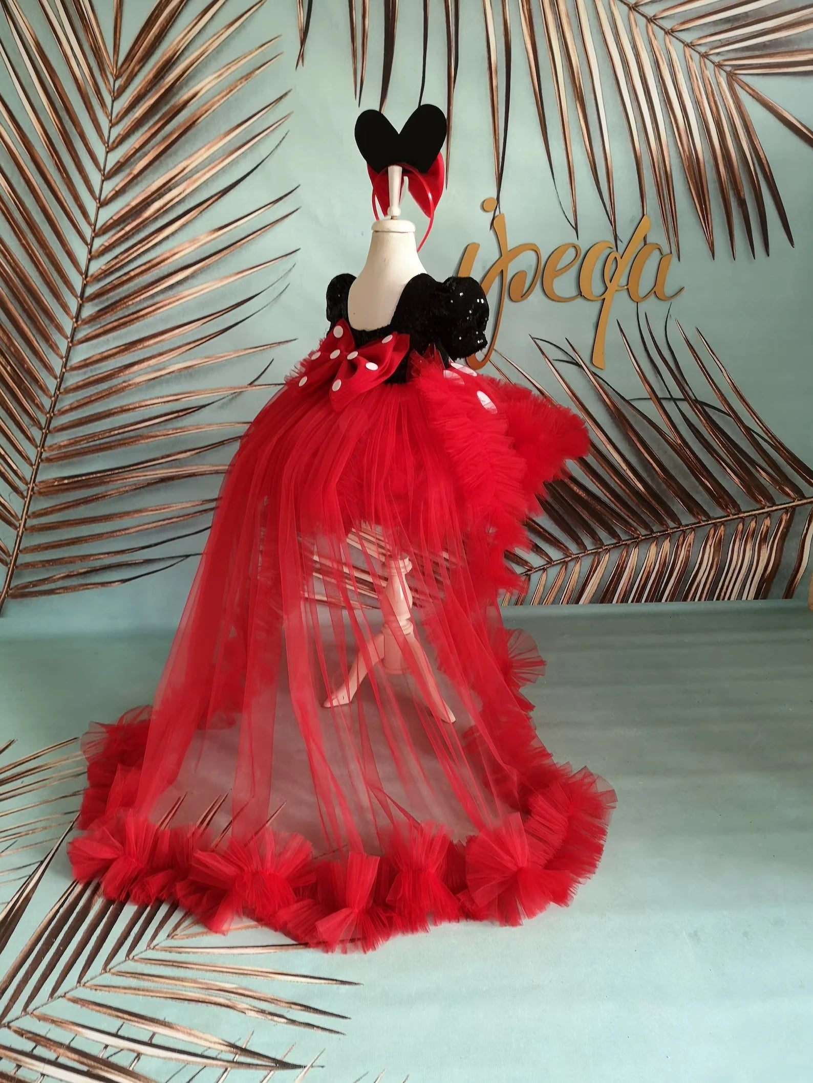 Kız Çocuk Mickey Mouse Kostümü TAÇ DAHİL- Çocuk Abiye Elbise -ipeqakids – kız çocuk elbisesi