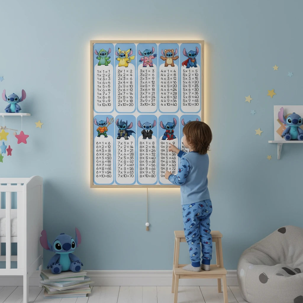 Çarpım Tablosu Pilli Led Işıklı Bebek Odası Ahşap Duvar Dekoru - Gece Lambası – kız çocuk elbisesi