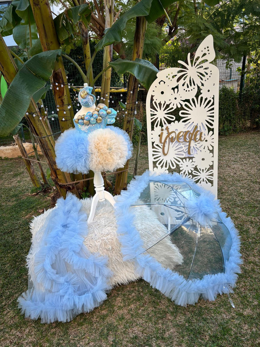 Bebe Mavi Bej Kız Çocuk Abiye - Bebek Parti Kostümü - ipeqakids – kız çocuk elbisesi