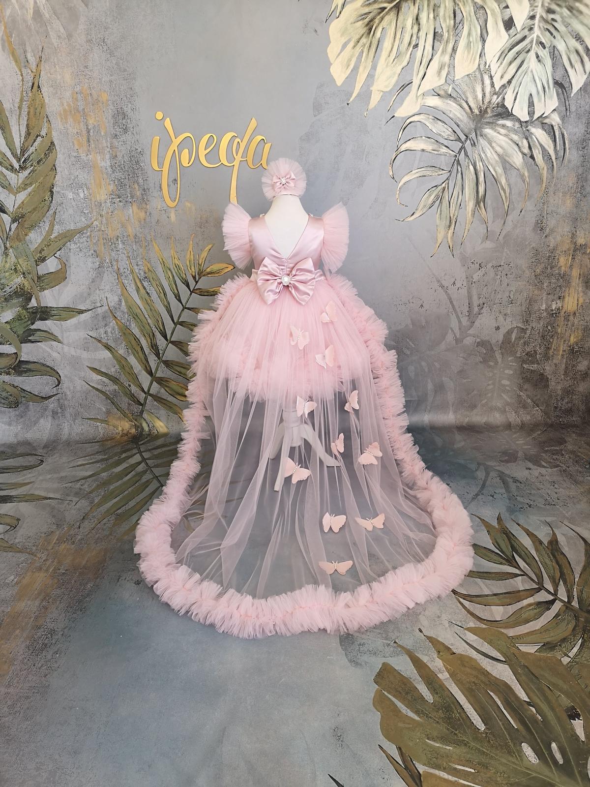 Pudra Kristalli Kız Çocuk Abiye Tül Kol - ipeqakids – kız çocuk elbisesi