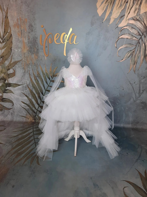 Beyaz Kız Çocuk Düğün Elbisesi - Bebek Abiye - ipeqakids – kız çocuk elbisesi