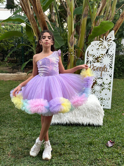 Renkli Unicorn Kız Çocuk Abiye - Bebek Doğum Günü Elbisesi - ipeqakids – kız çocuk elbisesi