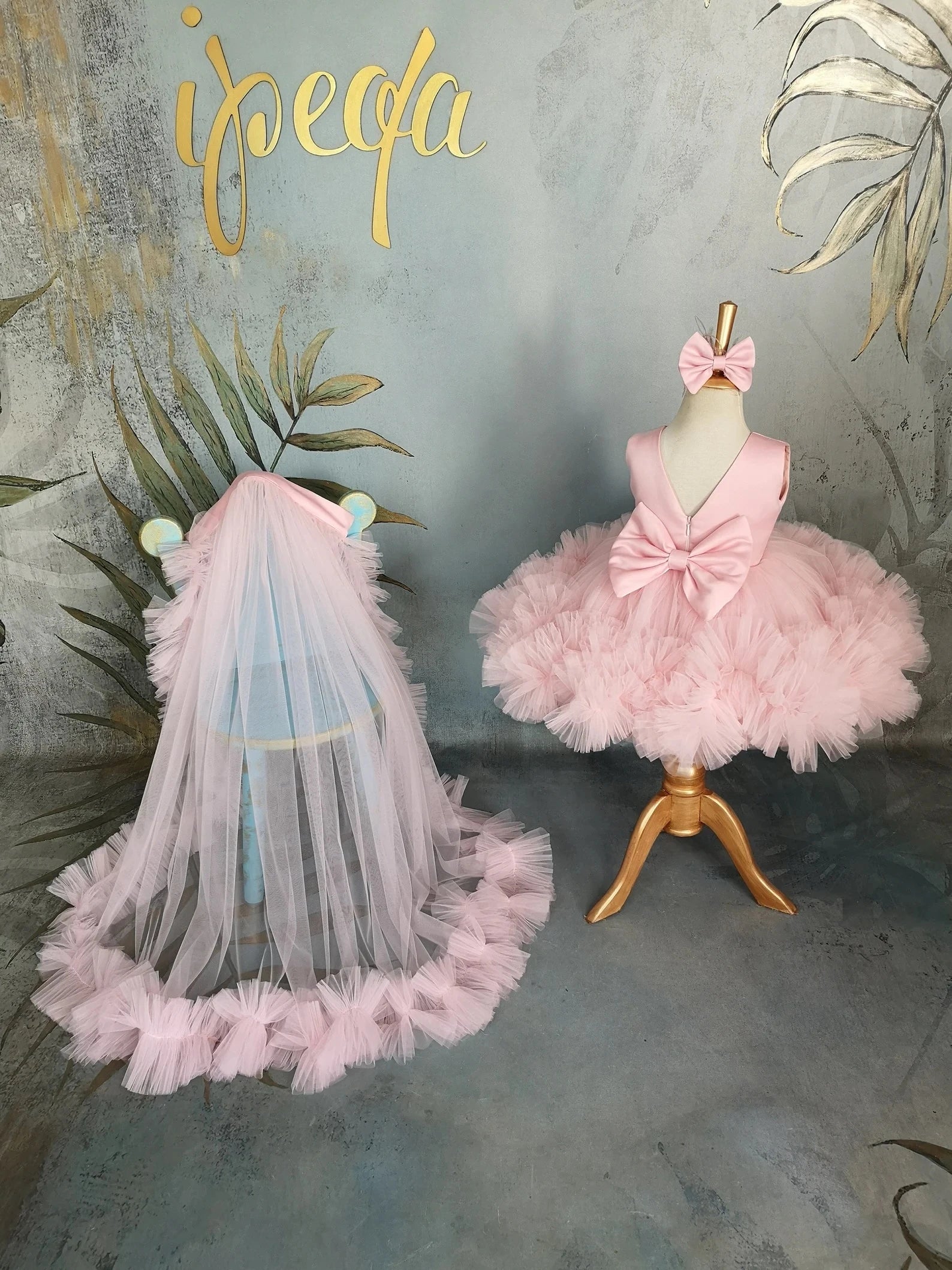 Pudra Pembe Kız Çocuk Abiye - ipeqakids – kız çocuk elbisesi