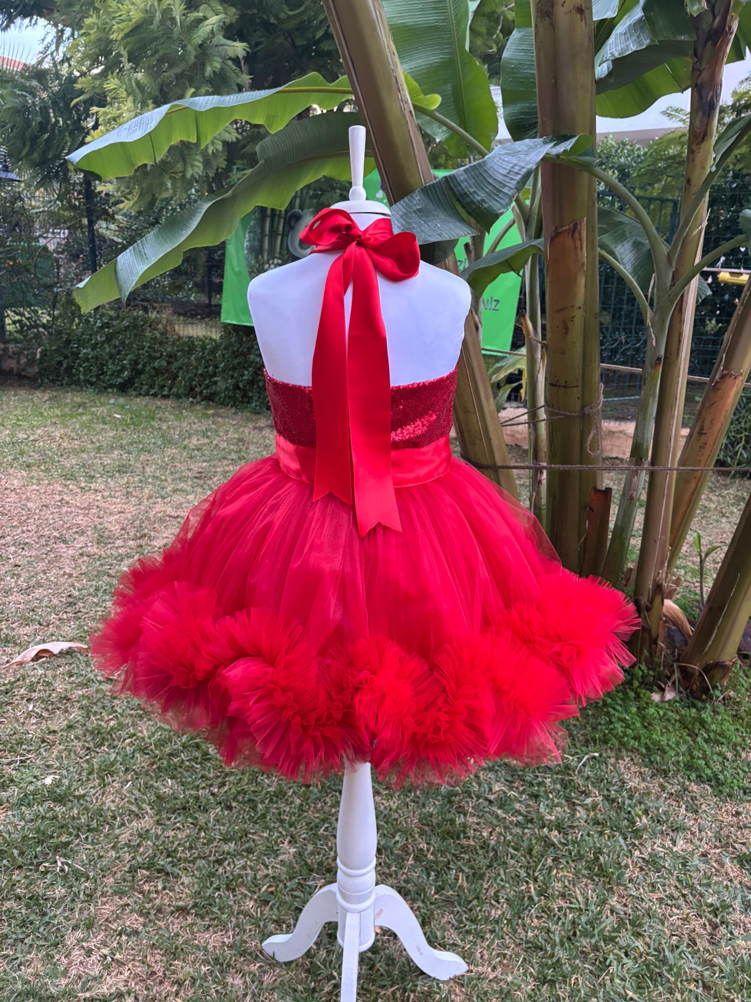 Kırmızı Payetli Kız Çocuk Abiye - Bebek Doğum Günü Elbisesi - ipeqakids – kız çocuk elbisesi