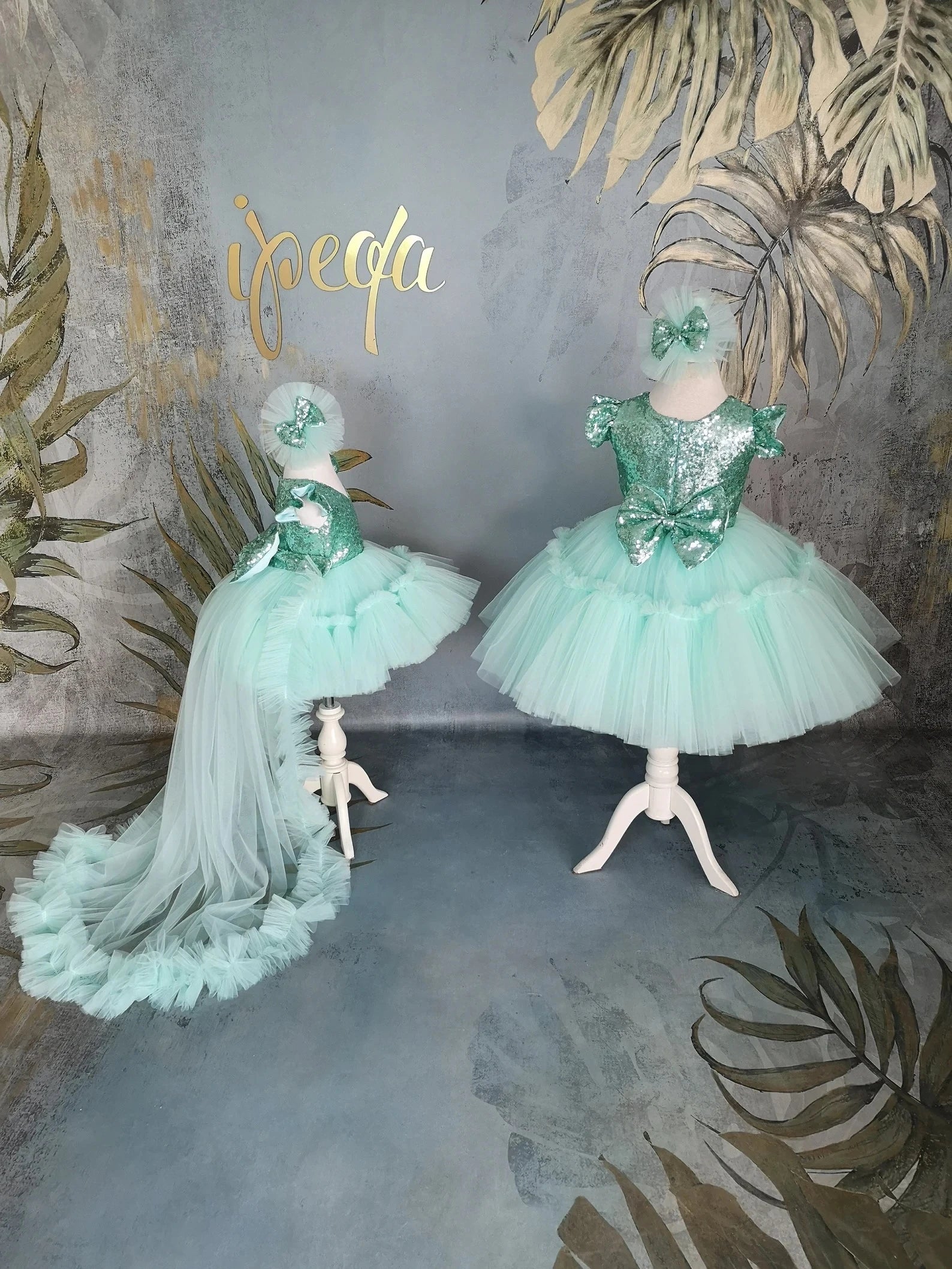 Mint Yeşili Kız Çocuk Abiye - İpeqakids – kız çocuk elbisesi