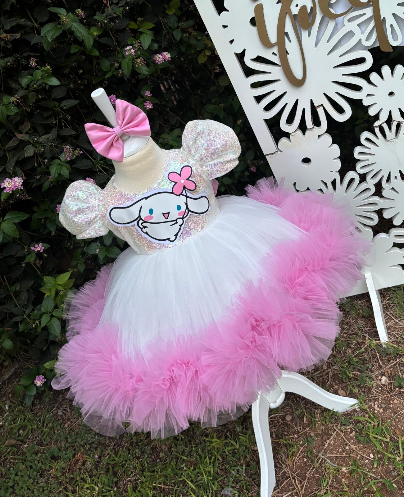 Pembe Cinnamoroll Kız Çocuk Abiye - Bebek Doğum Günü Elbisesi - ipeqakids – kız çocuk elbisesi