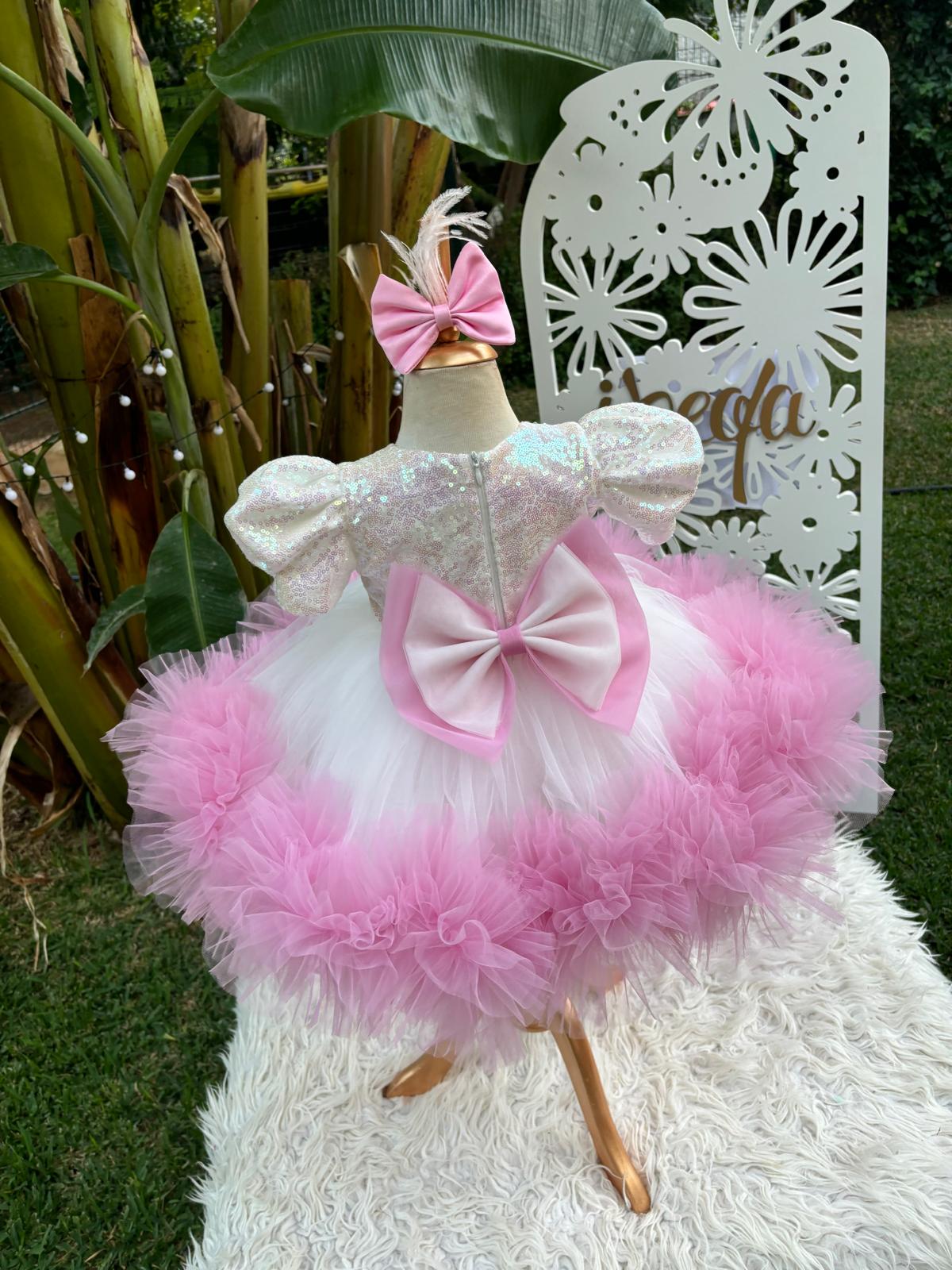 Kedili Tüylü Kız Çocuk Abiye - Bebek Doğum Günü Elbisesi - ipeqakids – kız çocuk elbisesi