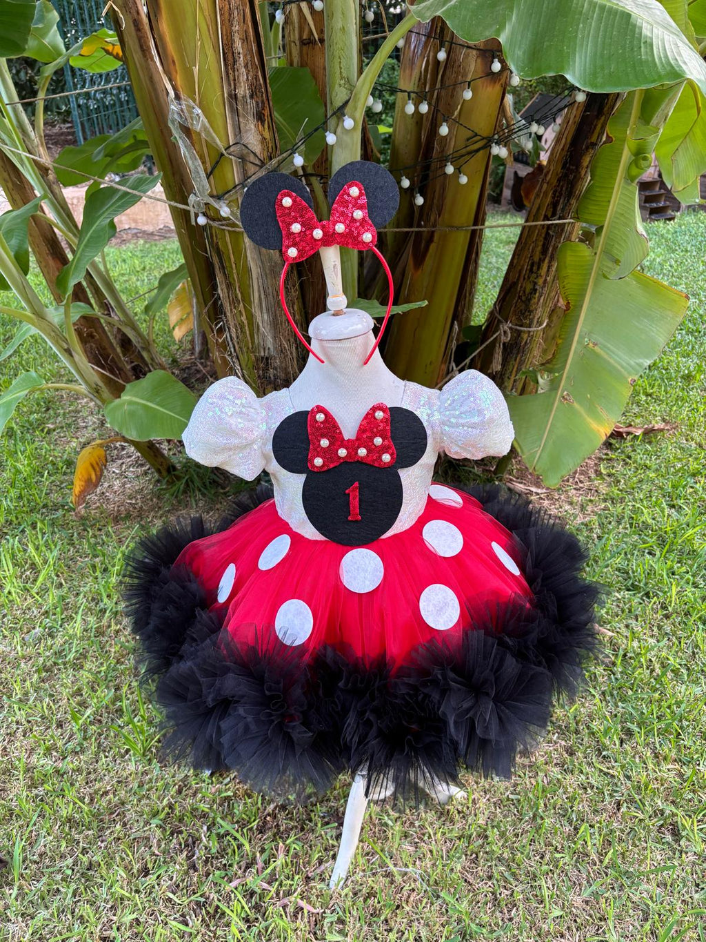 Kız Çocuk Minnie Mickey Mouse Kostümü TAÇ DAHİL- Çocuk Abiye Elbise -ipeqakids – kız çocuk elbisesi