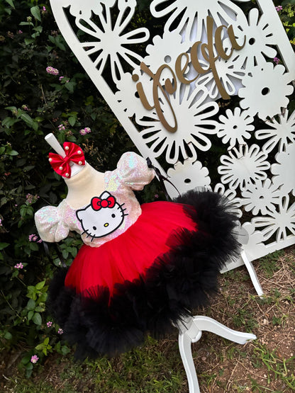 Kırmızı Hello Kitty Kız Çocuk Abiye - Bebek Doğum Günü Elbisesi - ipeqakids – kız çocuk elbisesi