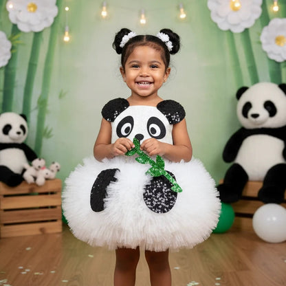 Panda Temalı Kız Çocuk Abiye - Bebek Parti Kostümü - ipeqakids – kız çocuk elbisesi