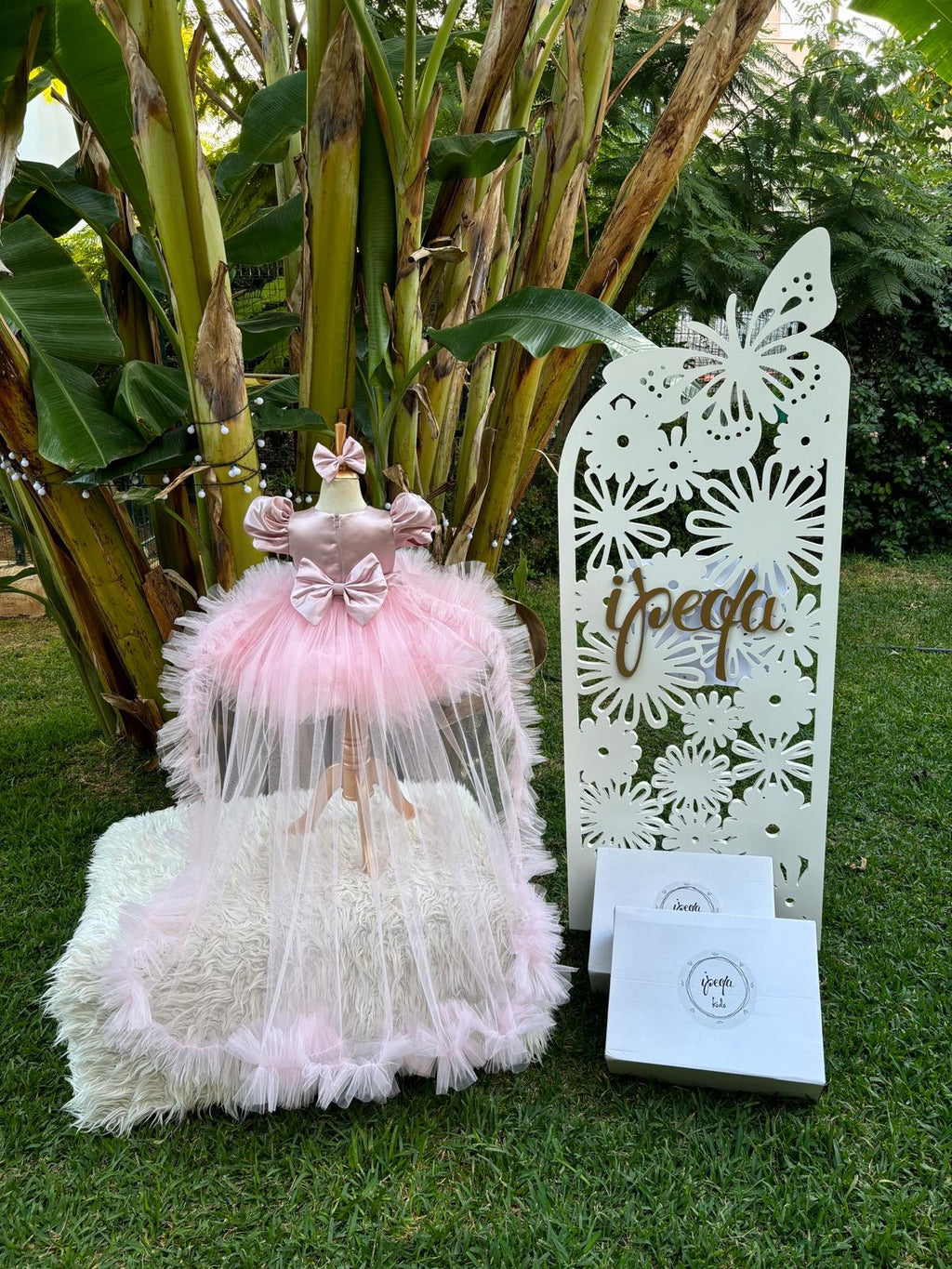 Pudra Pembe Kız Çocuk Abiye - Bebek Doğum Günü Elbisesi - ipeqakids – kız çocuk elbisesi