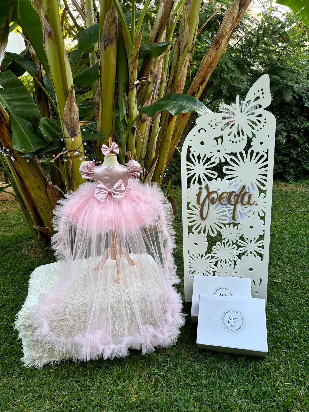 Pudra Pembe Kız Çocuk Abiye - Bebek Doğum Günü Elbisesi - ipeqakids – kız çocuk elbisesi